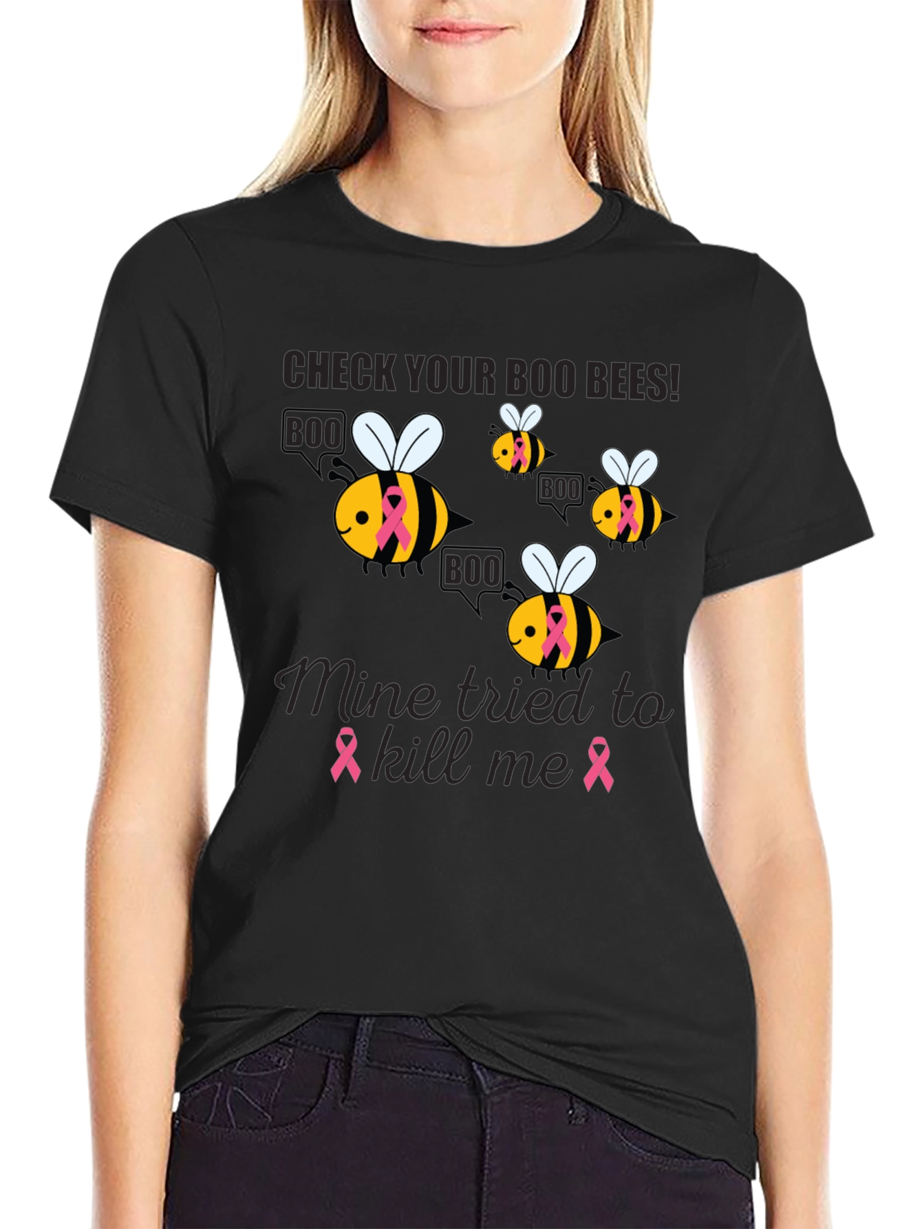 Boo Bees Breast Cancer Awareness T-Shirt