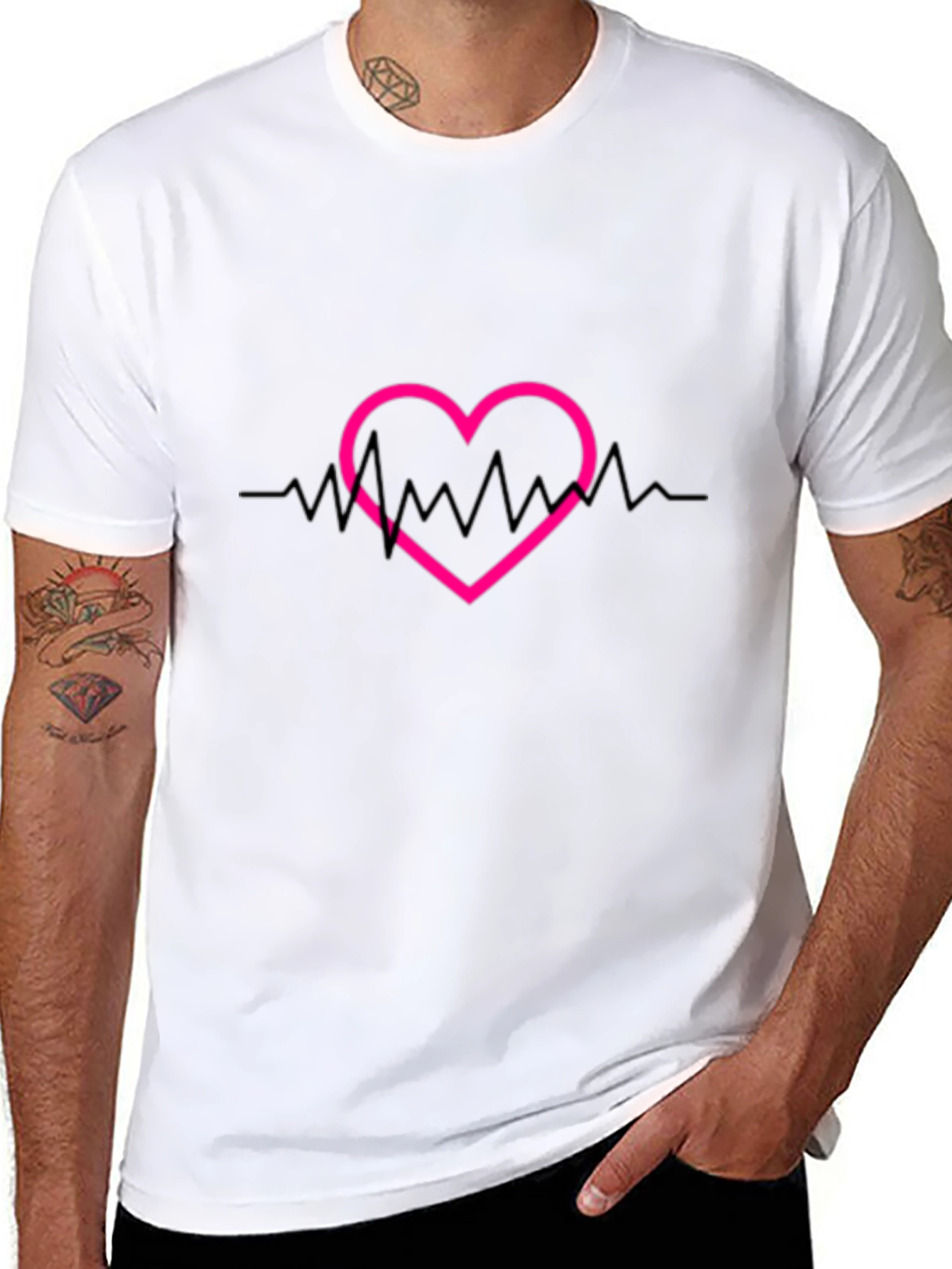 Heartbeat Graphic Tee - Stylish Black T-Shirt