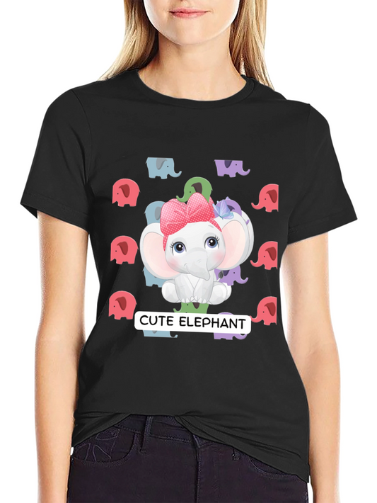 Cute Elephant Graphic Tee - Adorable Cartoon Animal Design