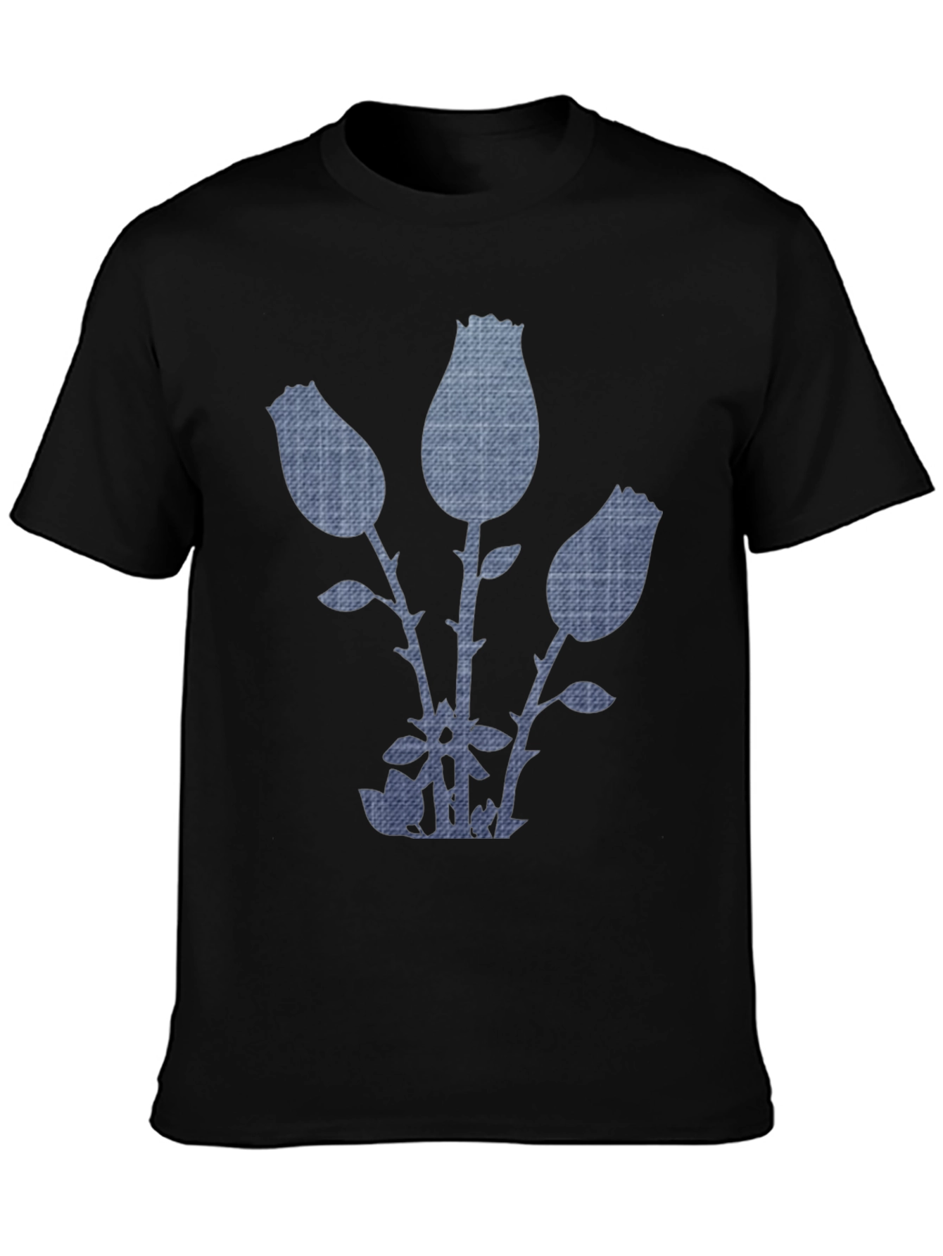 Denim Rose Graphic Tee - Modern Casual Style