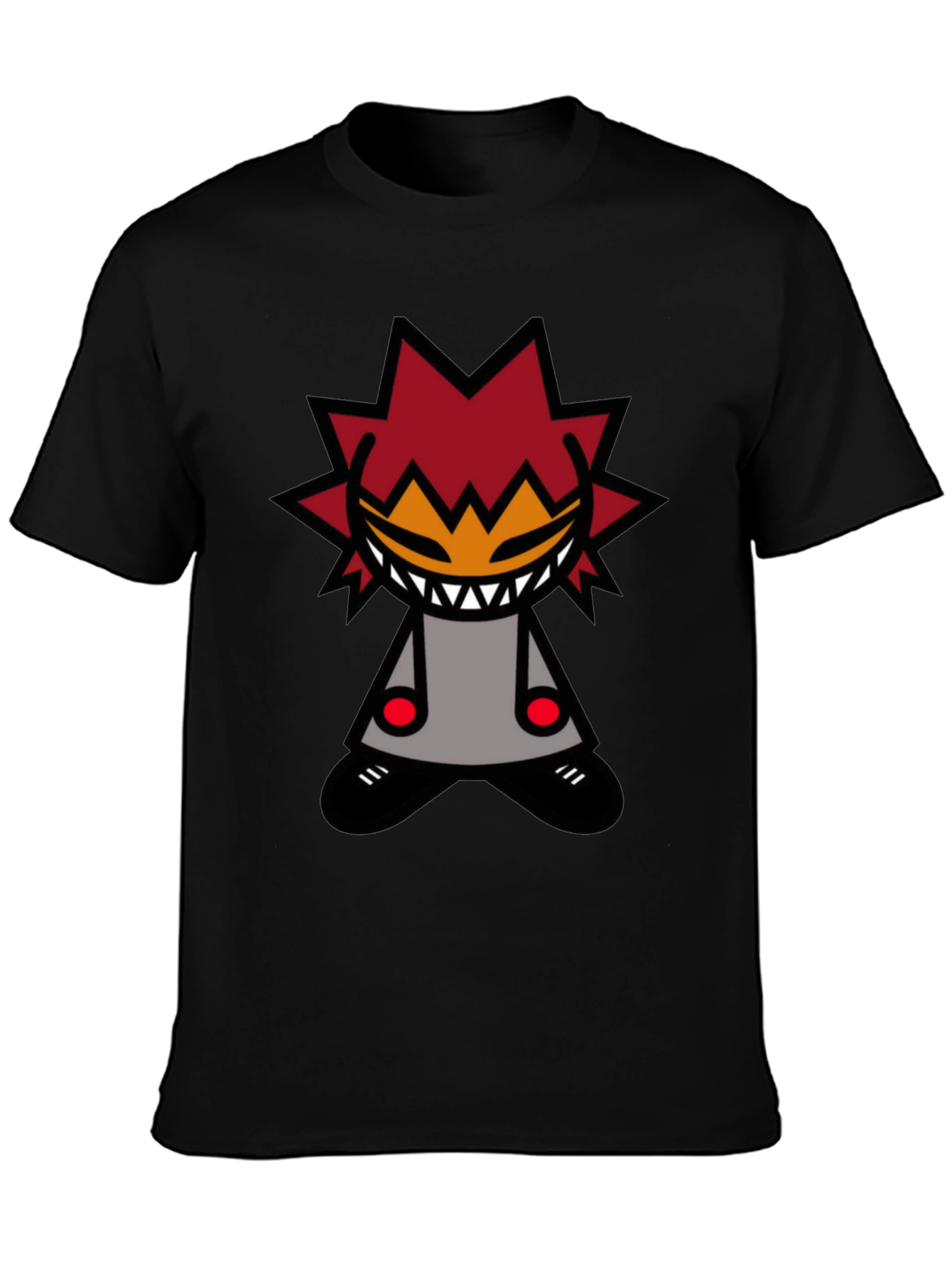 Edgy Graphic T-Shirt - Spiked Hair Cartoon Character