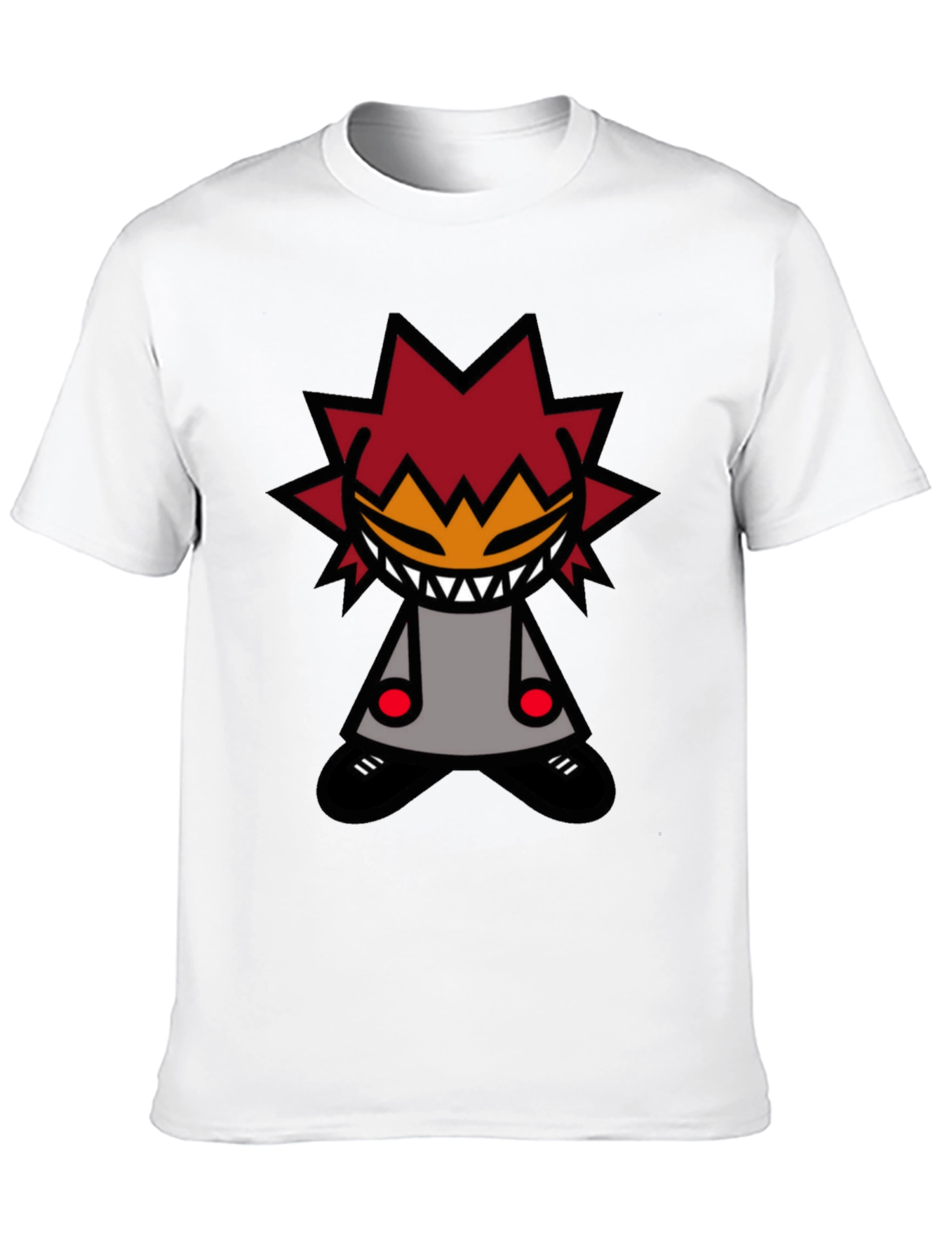Edgy Graphic T-Shirt - Spiked Hair Cartoon Character