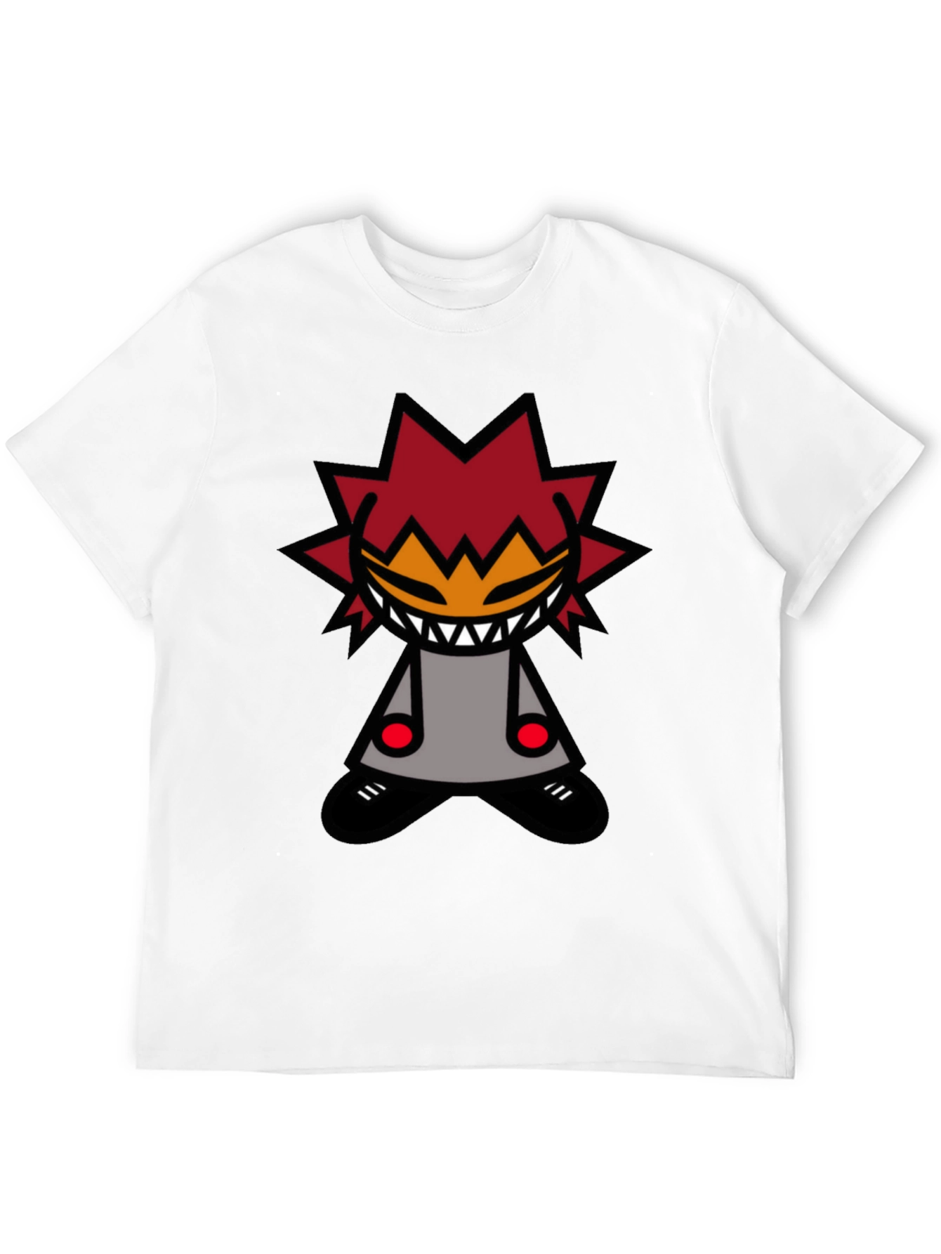 Edgy Graphic T-Shirt - Spiked Hair Cartoon Character