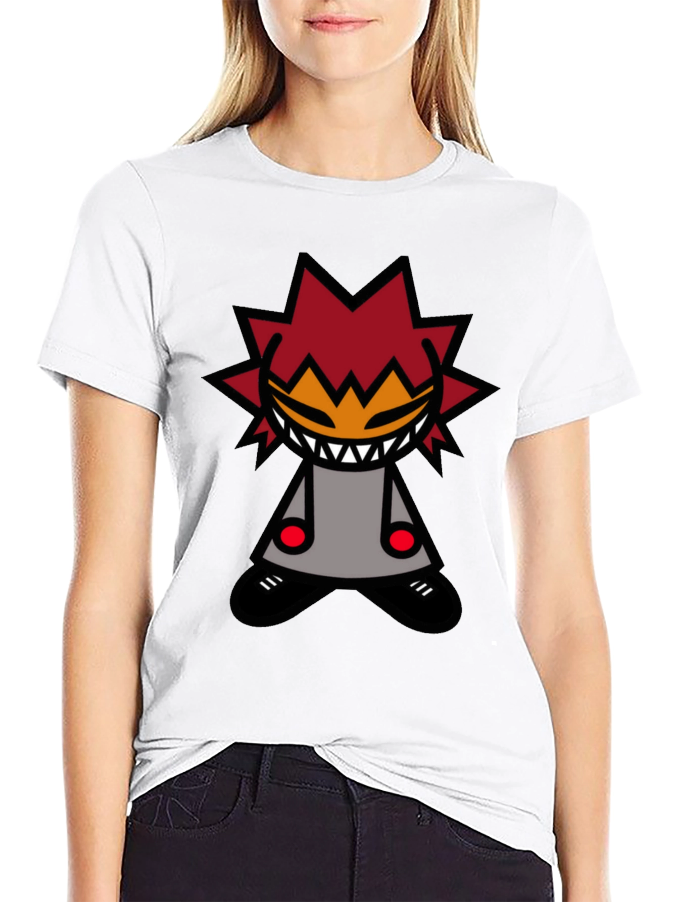 Edgy Graphic T-Shirt - Spiked Hair Cartoon Character