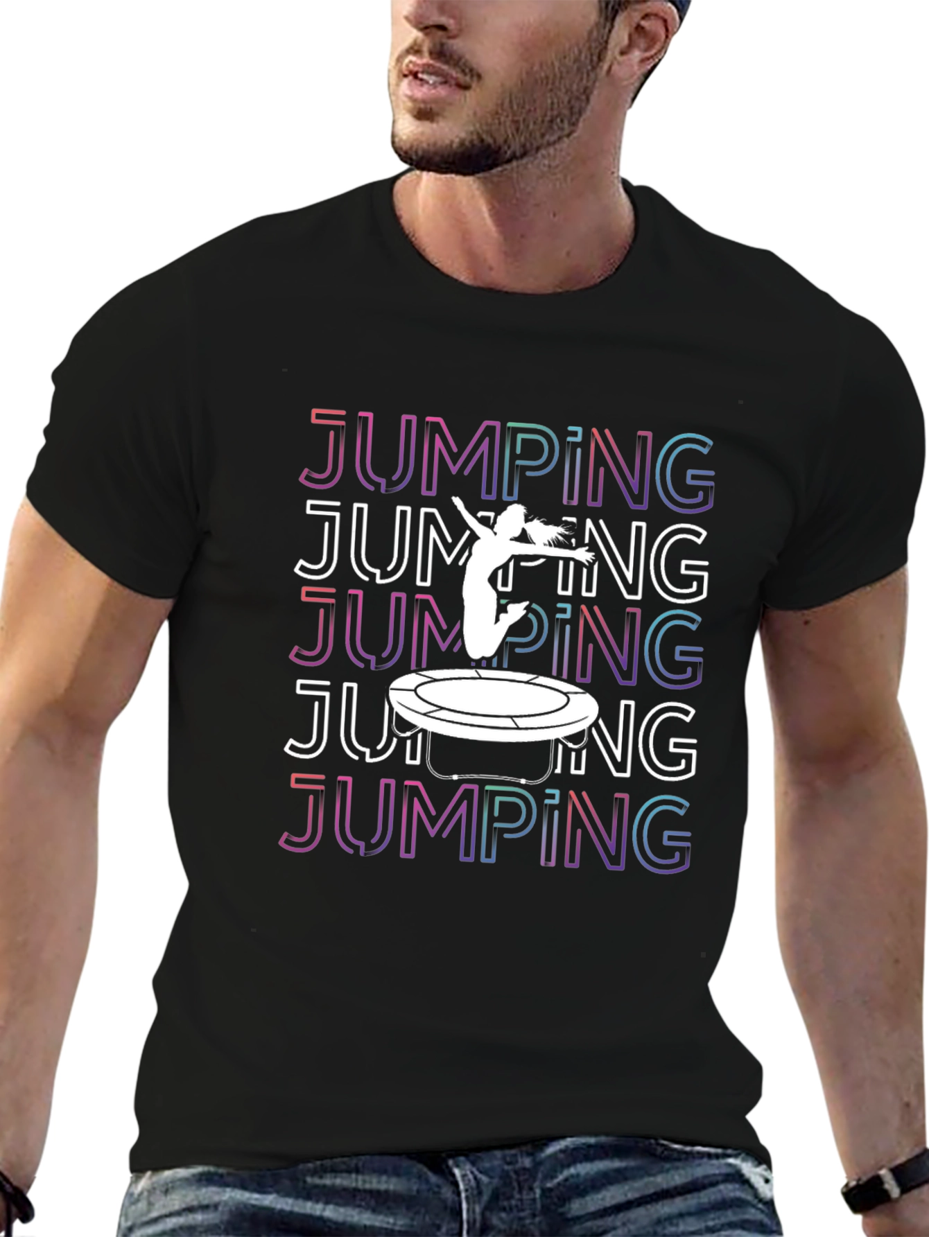 Jumping Trampoline Graphic Tee - Black T-Shirt