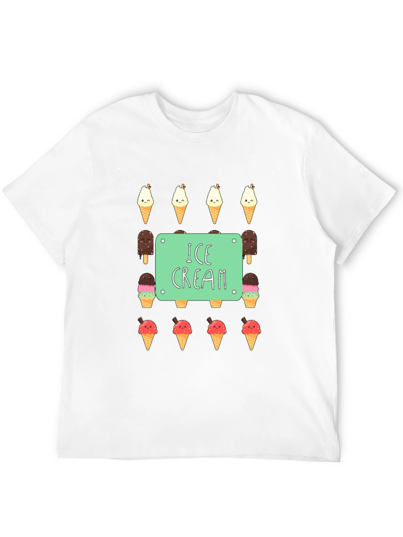 Ice Cream Print Black T-Shirt
