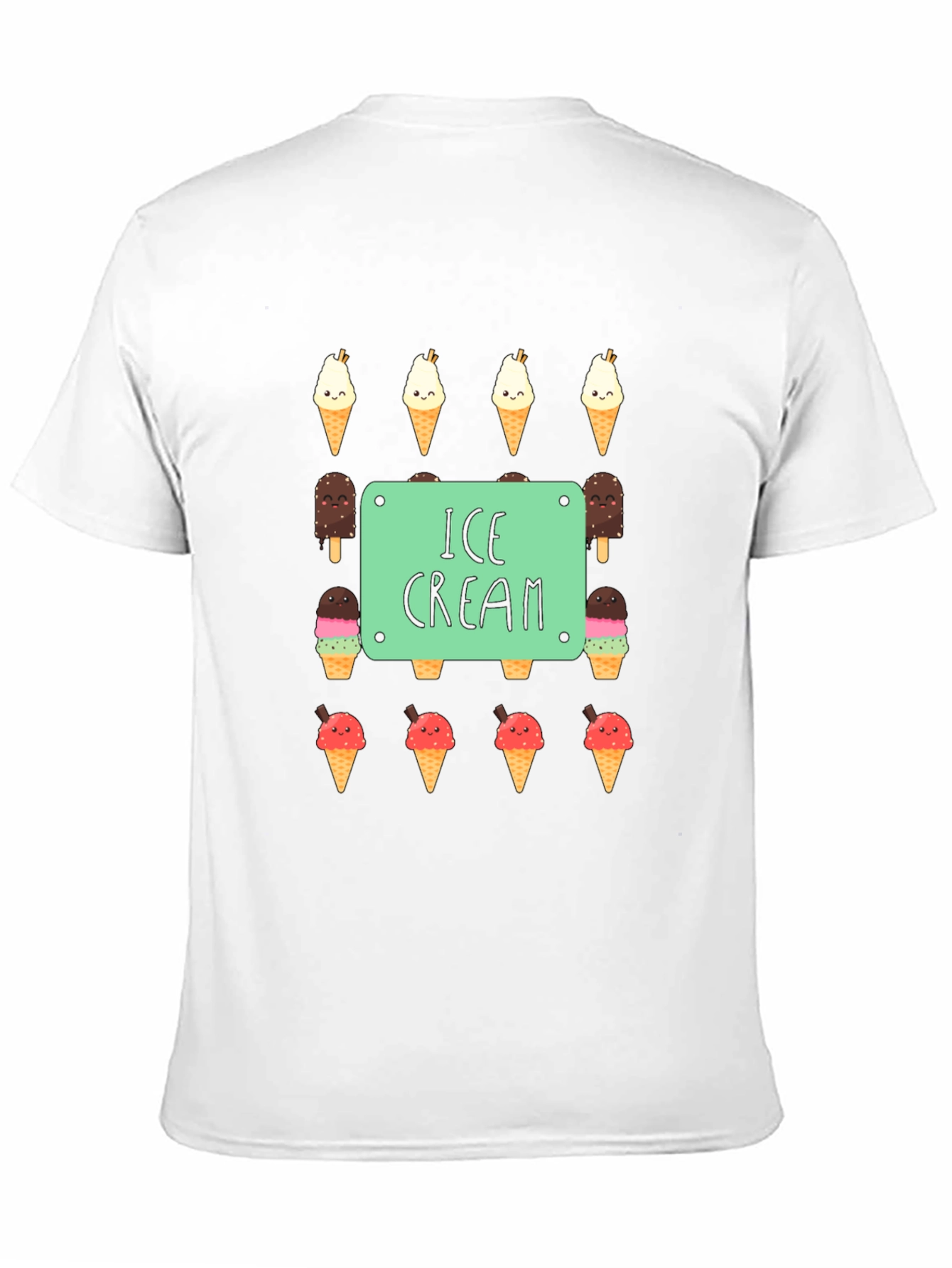 Ice Cream Print Black T-Shirt