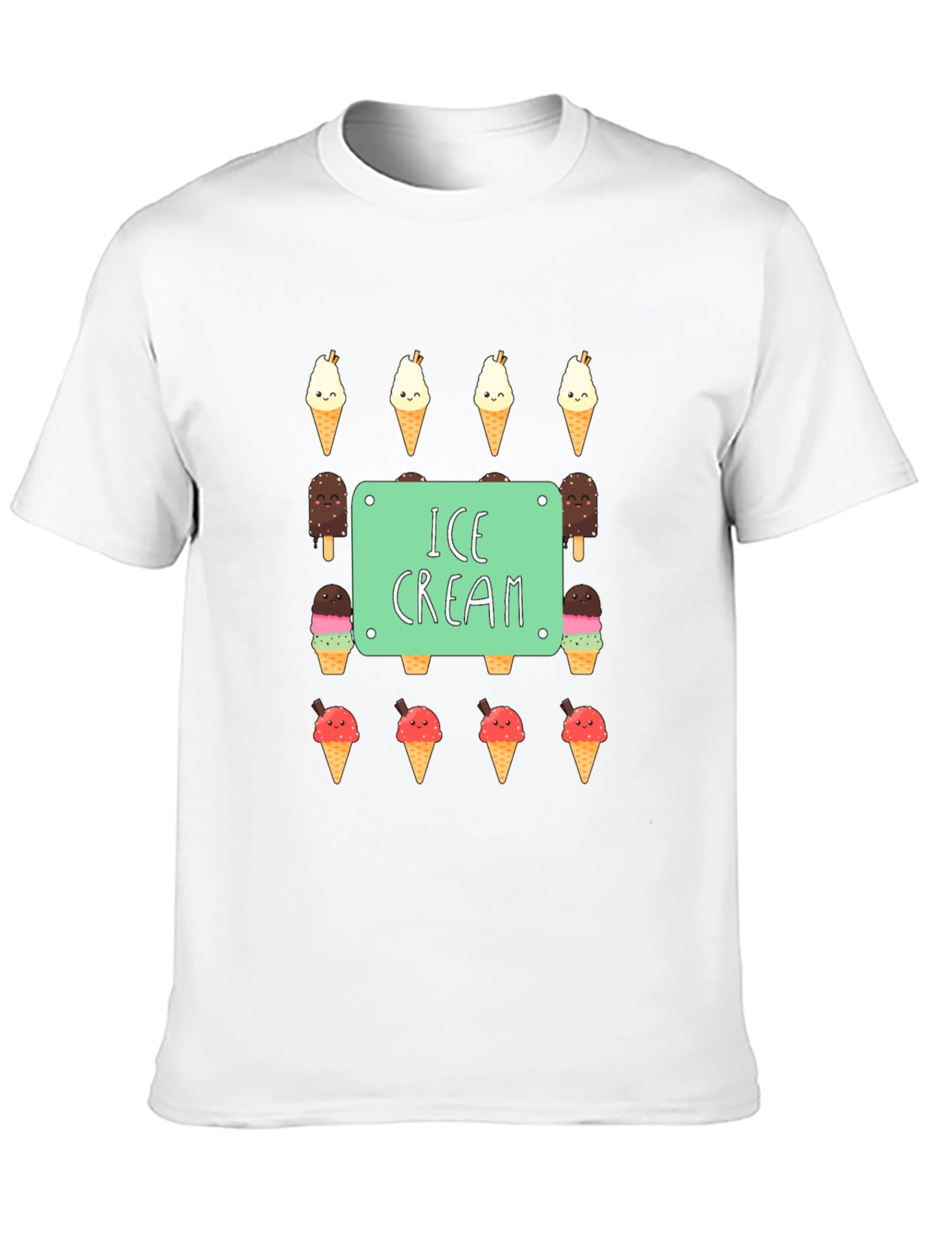 Ice Cream Print Black T-Shirt