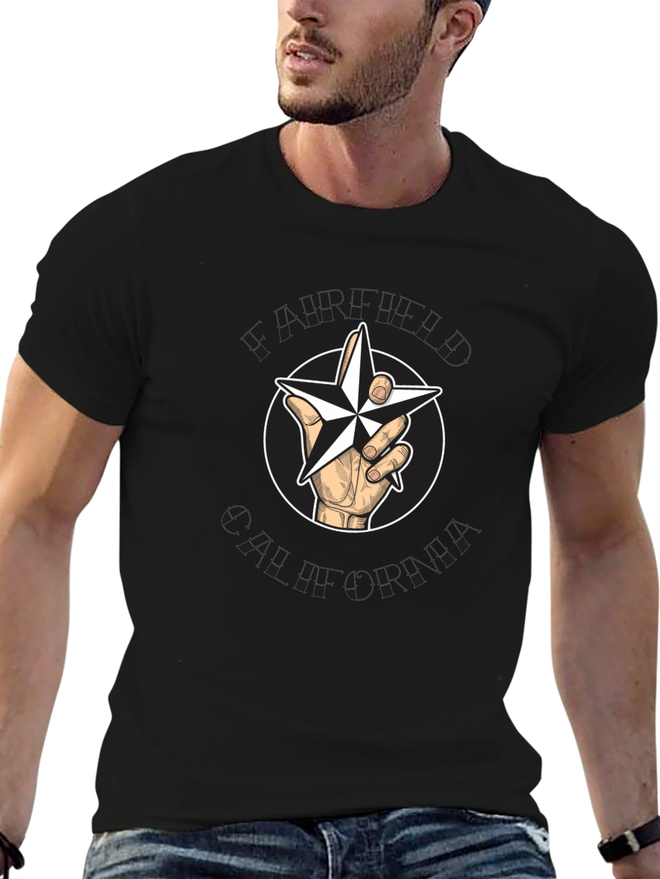 Star Hand Graphic Black T-Shirt