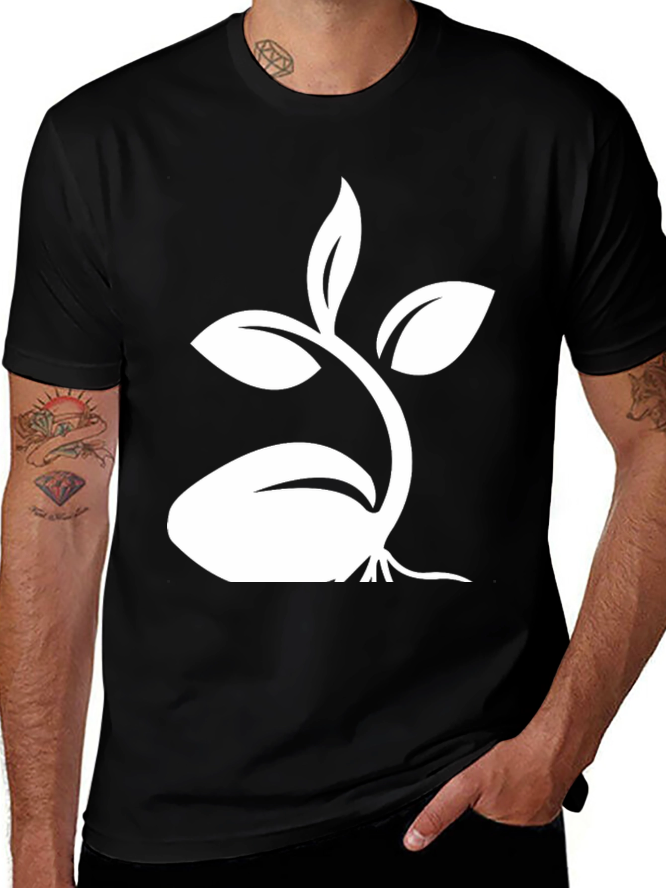 Black Tee with Sprout Graphic