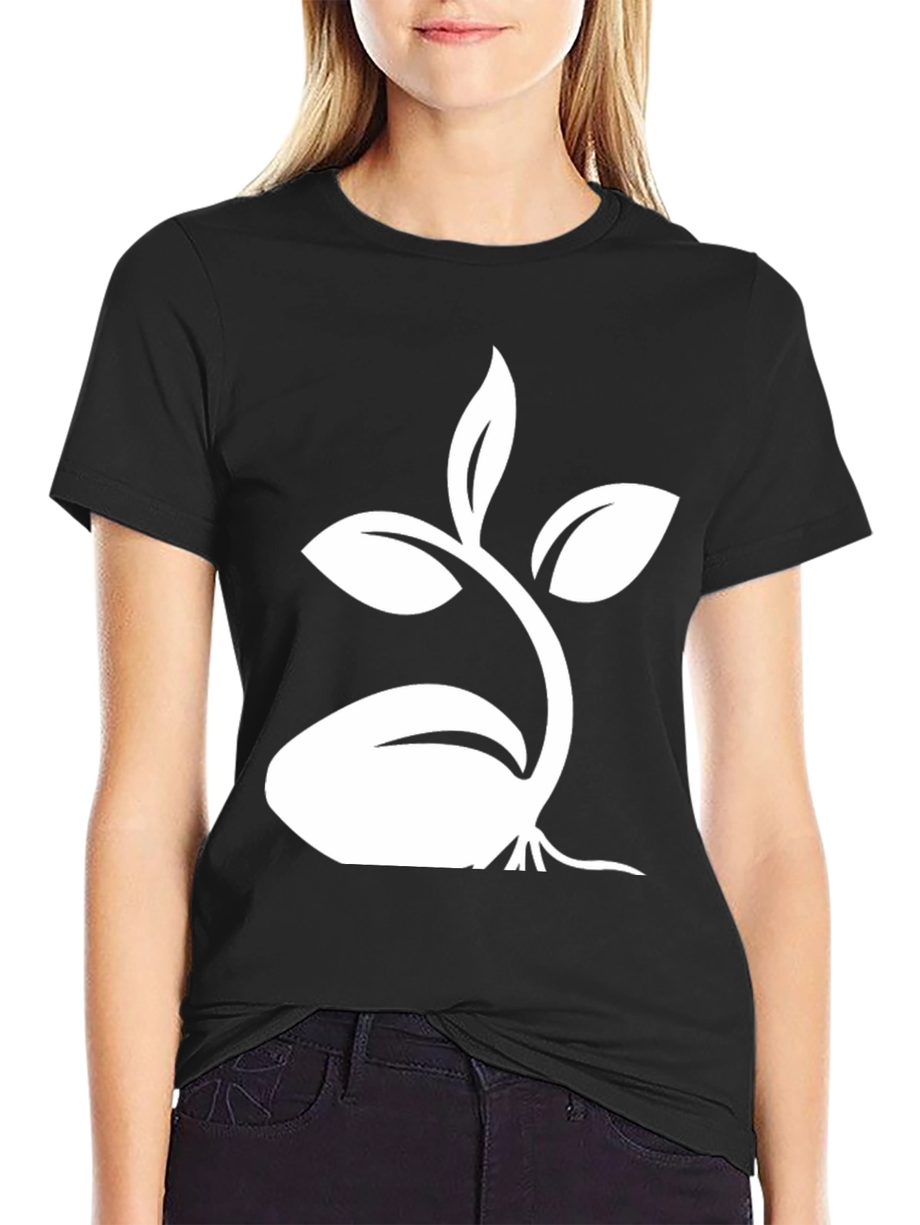 Black Tee with Sprout Graphic