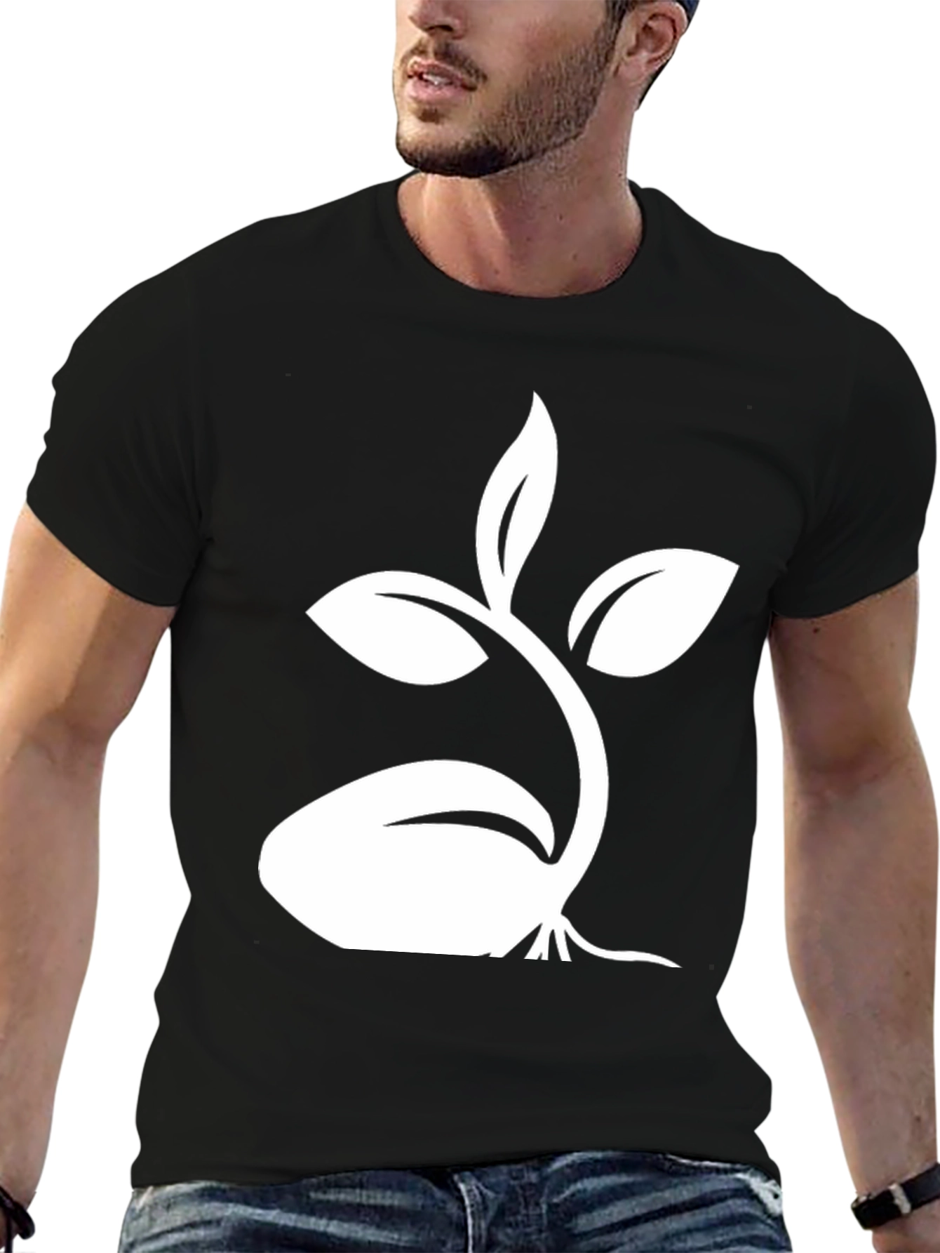 Black Tee with Sprout Graphic
