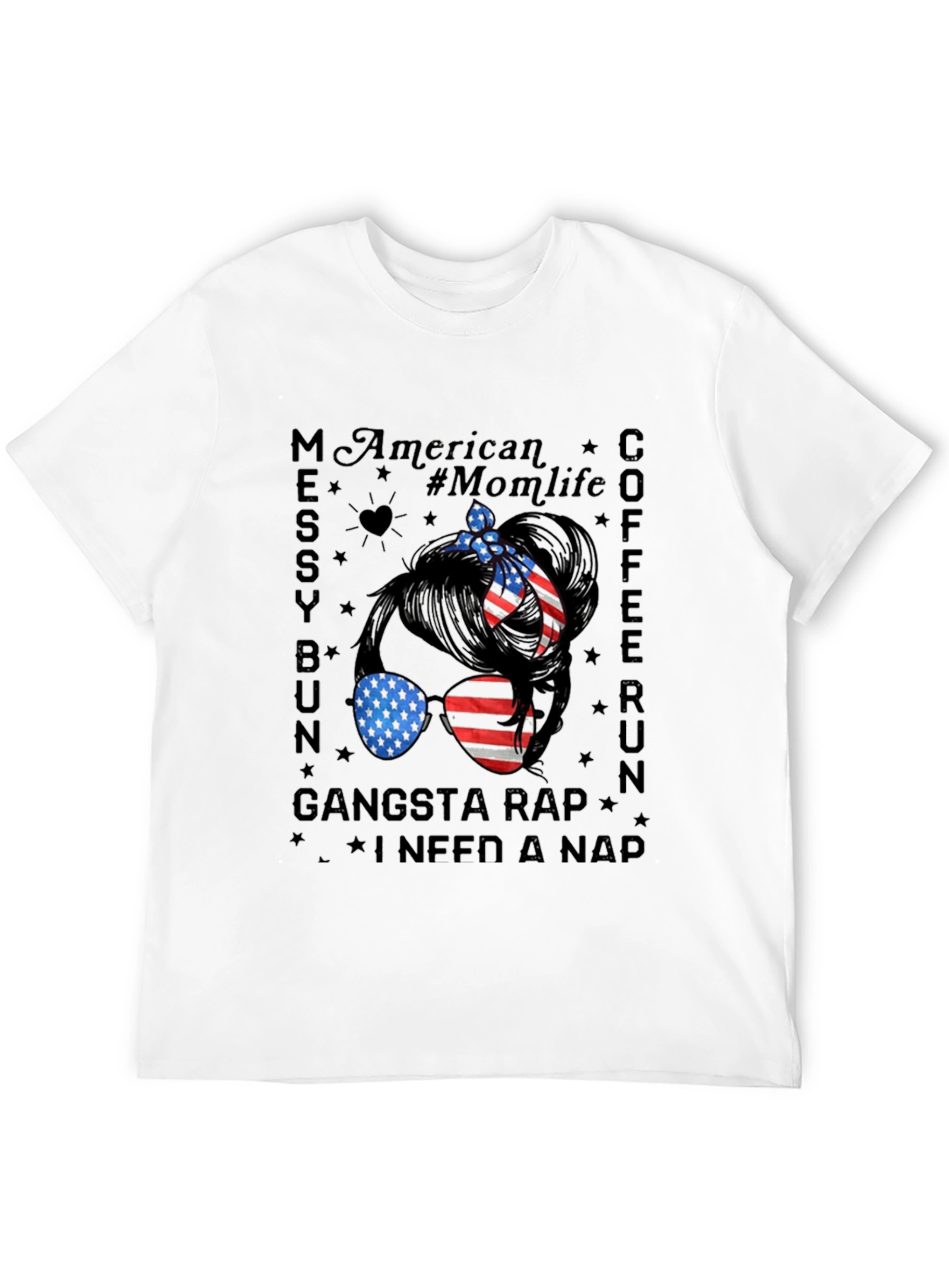 American Momlife Messy Bun Graphic Tee