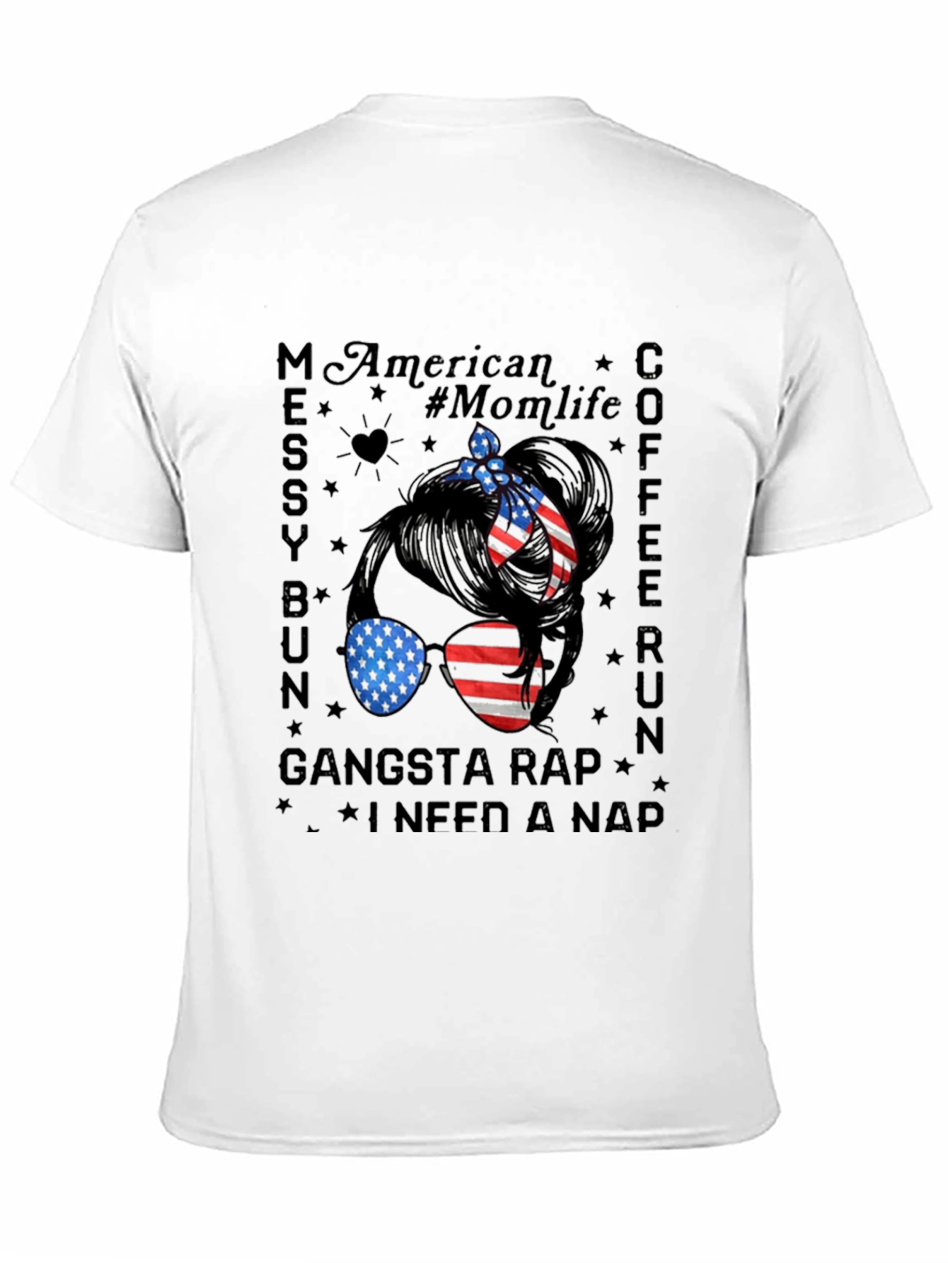 American Momlife Messy Bun Graphic Tee