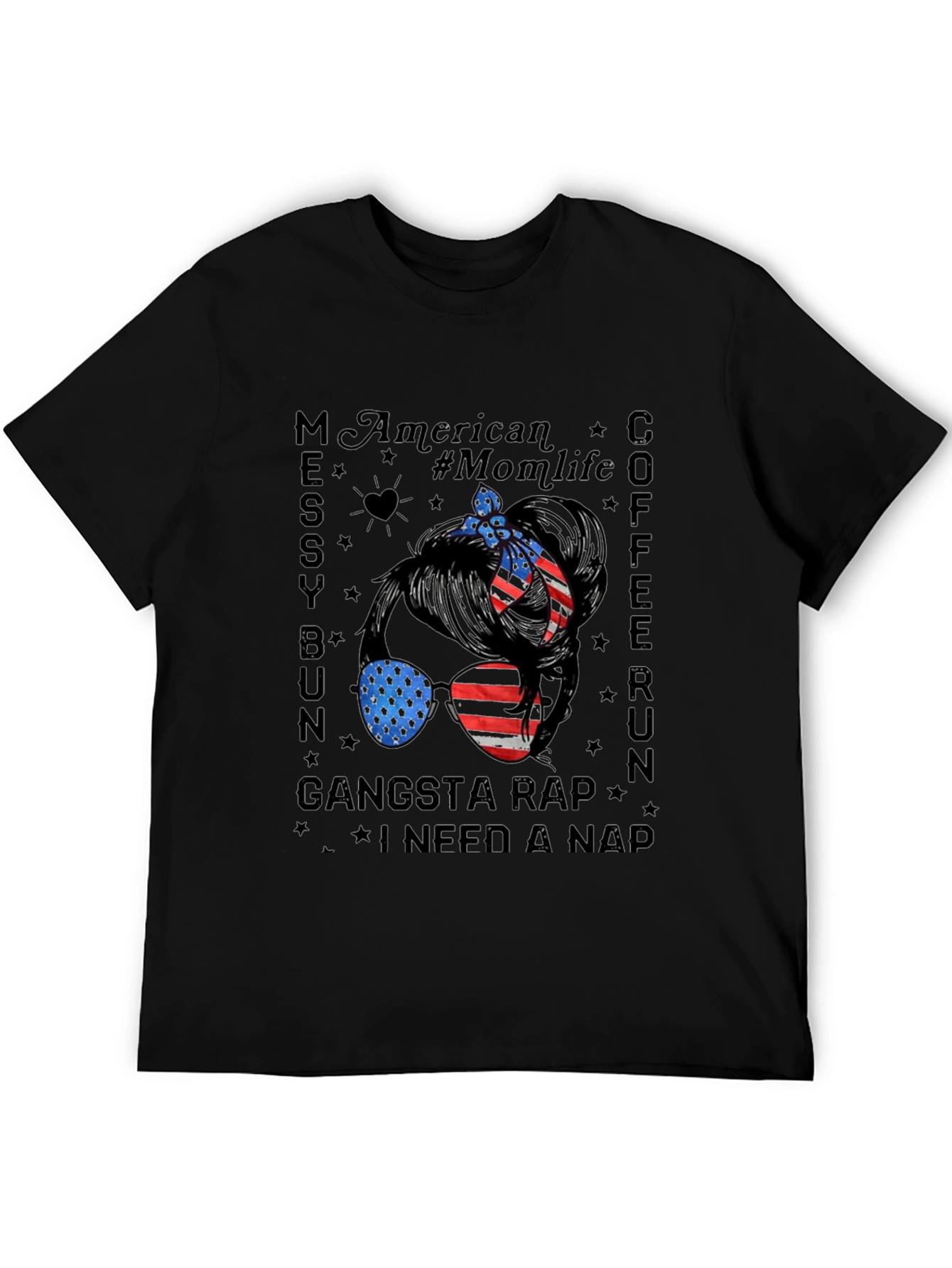 American Momlife Messy Bun Graphic Tee