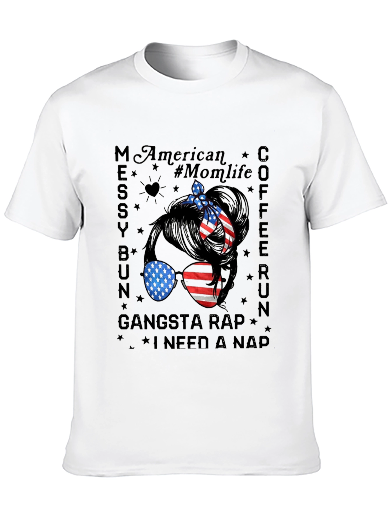American Momlife Messy Bun Graphic Tee