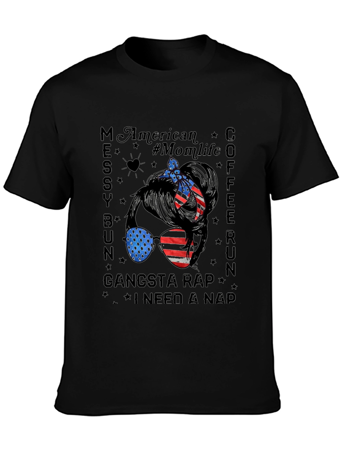 American Momlife Messy Bun Graphic Tee