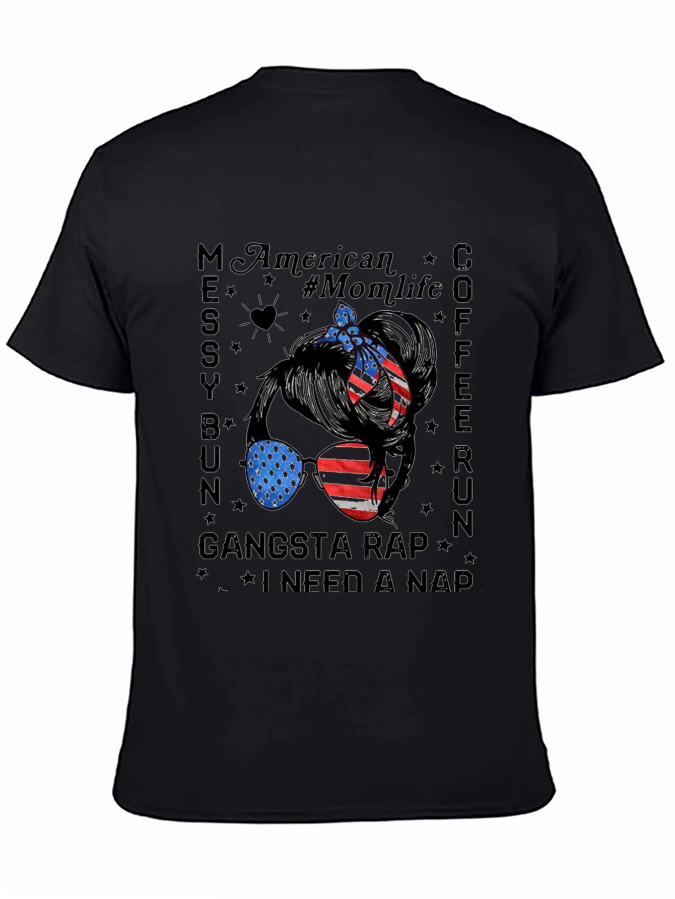 American Momlife Messy Bun Graphic Tee