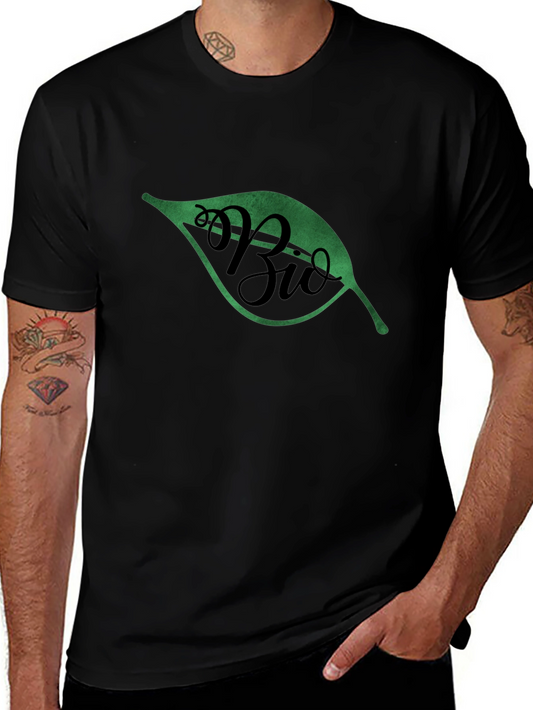 Organic Bio Leaf Graphic Tee - Black Cotton T-Shirt