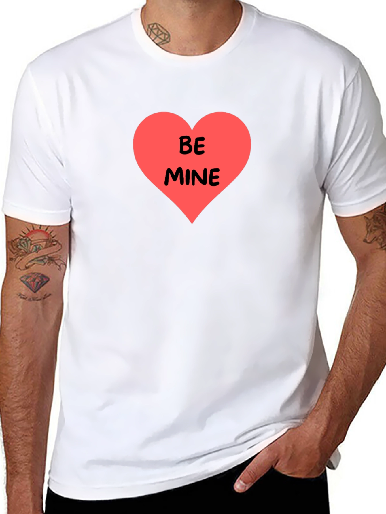 Be Mine Heart Graphic Black T-Shirt