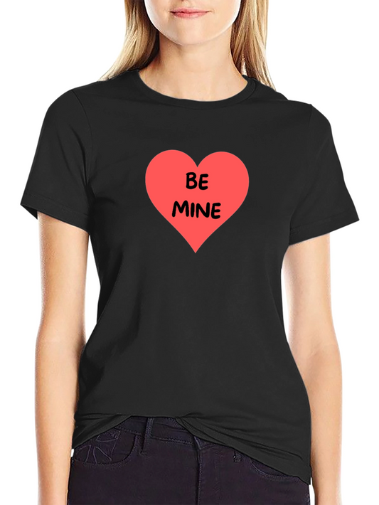 Be Mine Heart Graphic Black T-Shirt