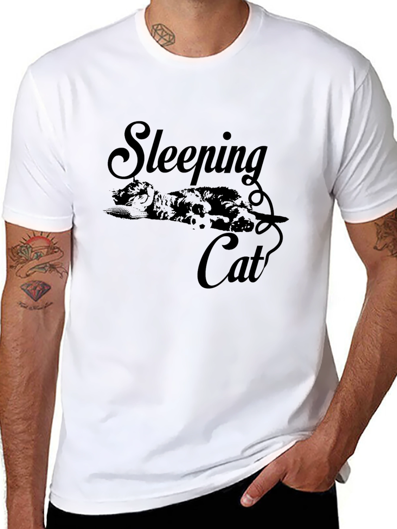 Sleeping Cat Graphic T-Shirt