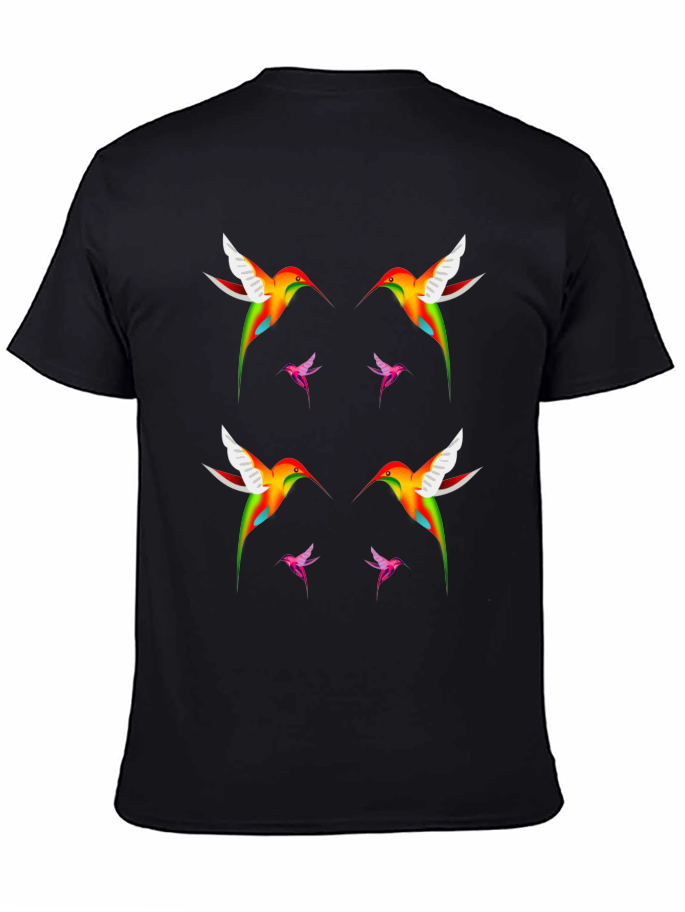 Hummingbird Print Black T-Shirt