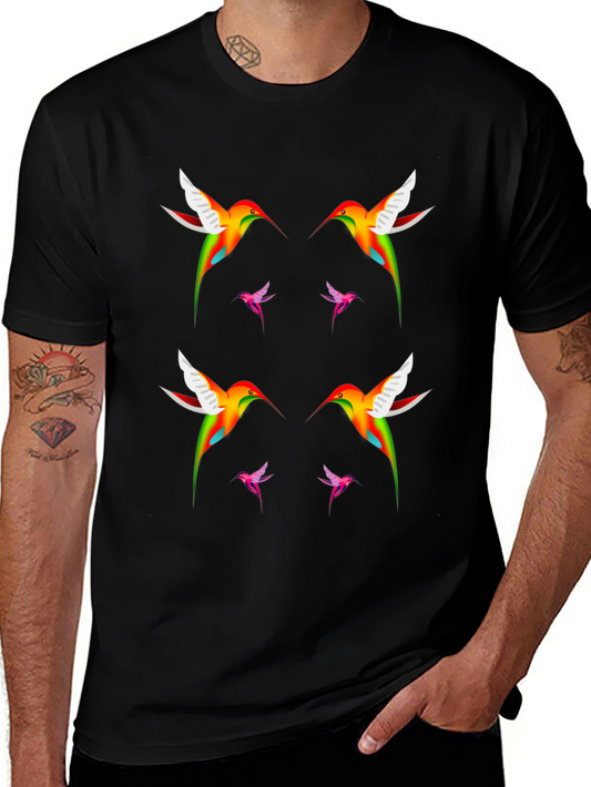 Hummingbird Print Black T-Shirt