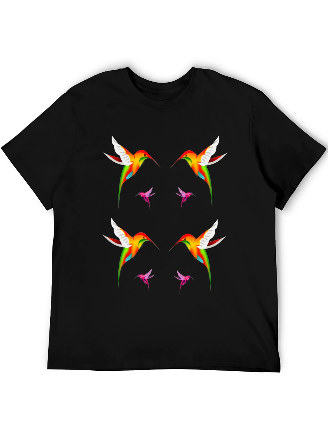 Hummingbird Print Black T-Shirt