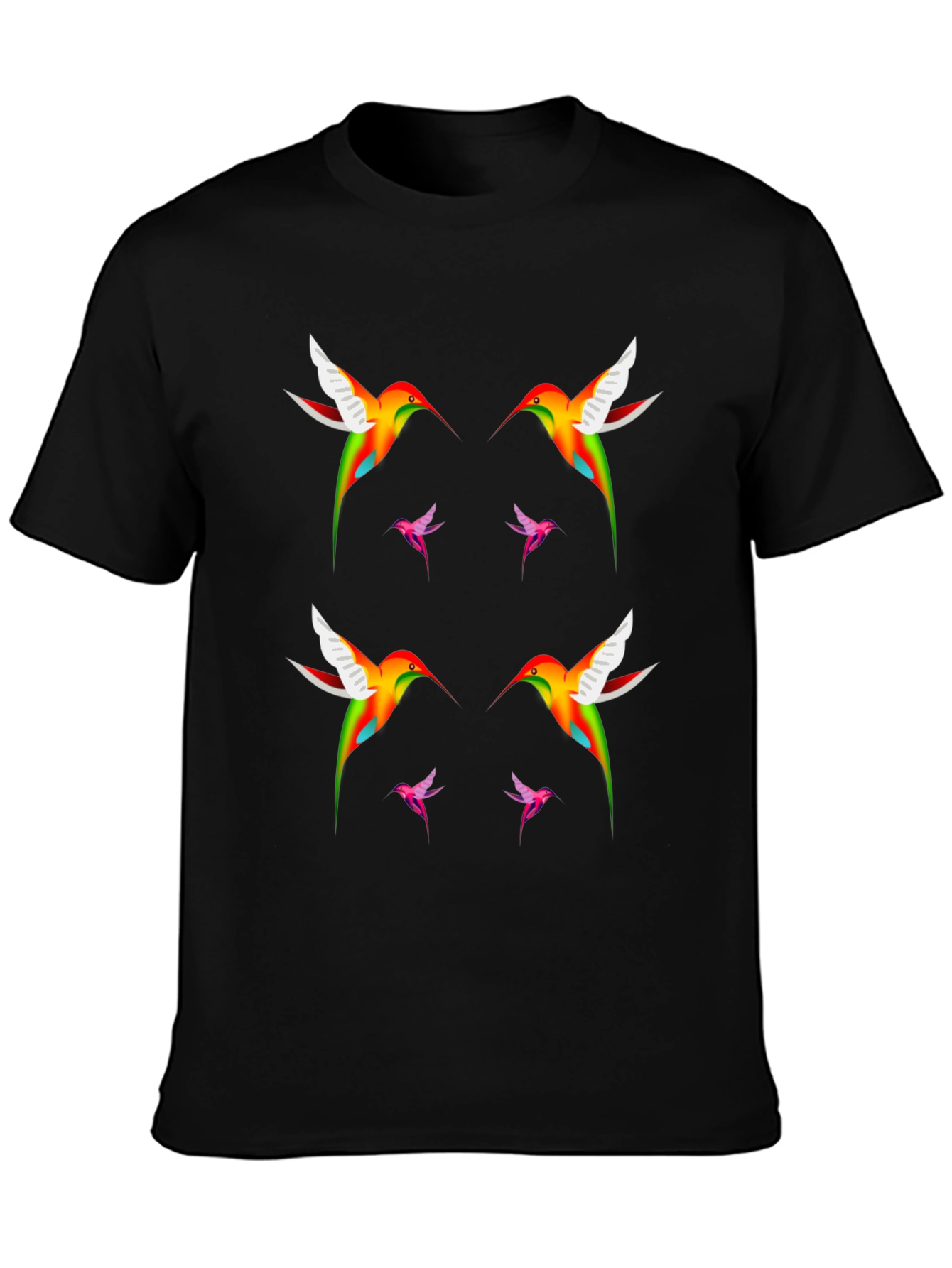Hummingbird Print Black T-Shirt