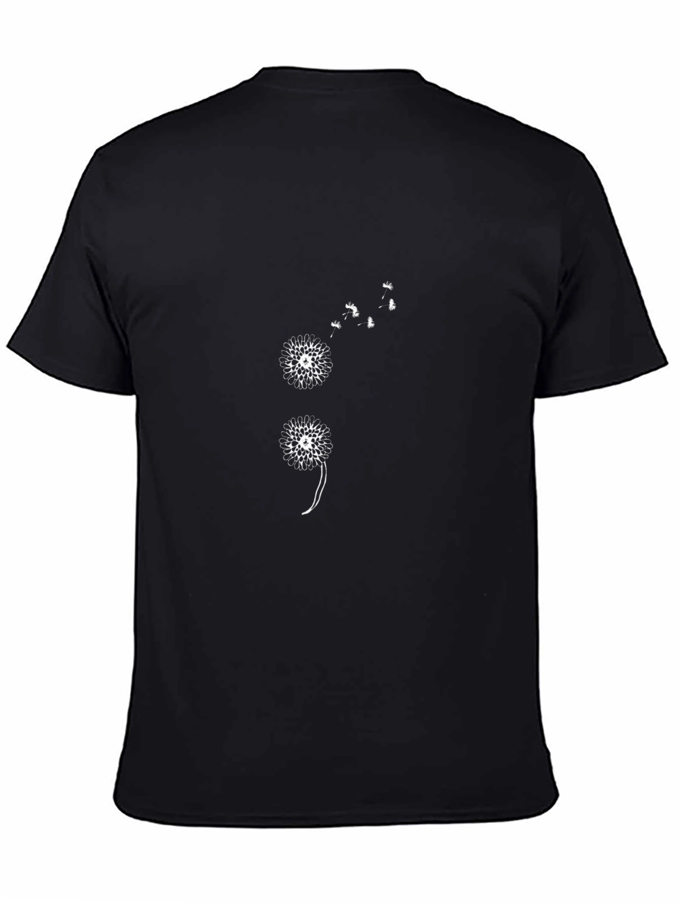 Black Semicolon Dandelion Graphic T-Shirt