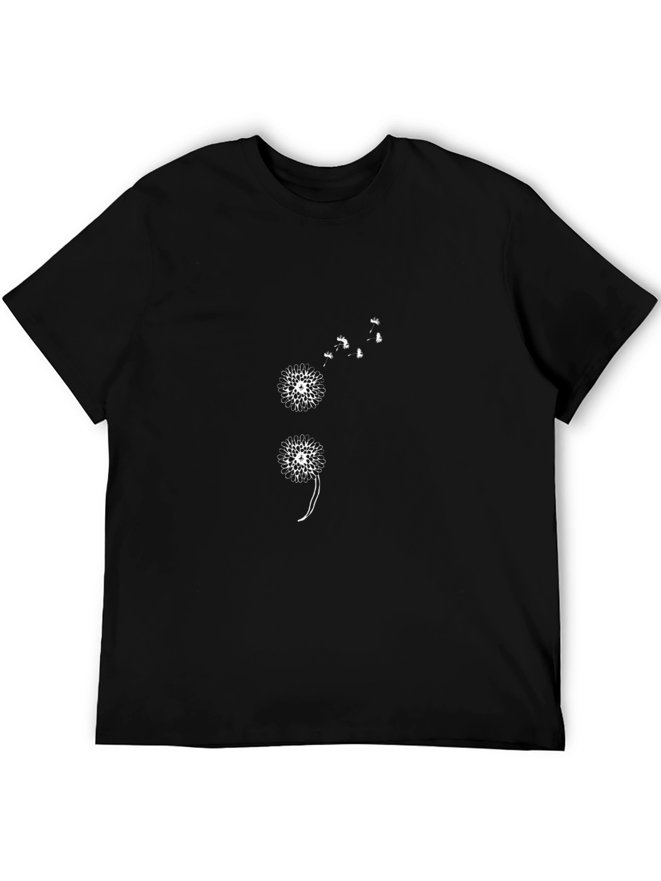 Black Semicolon Dandelion Graphic T-Shirt