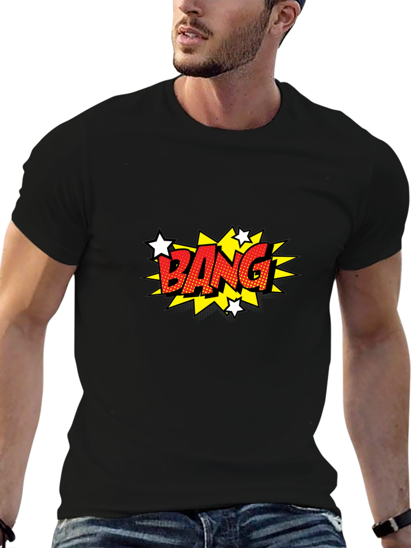 Comic Style BANG Graphic Black T-Shirt