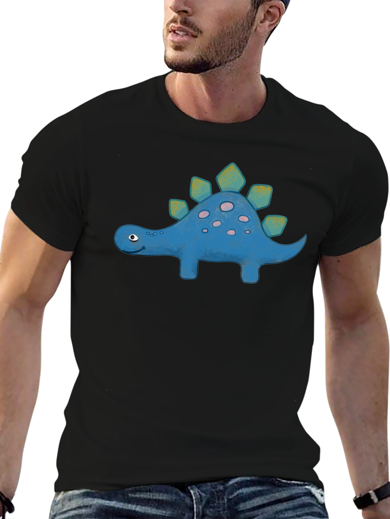 Cute Cartoon Stegosaurus Graphic T-Shirt
