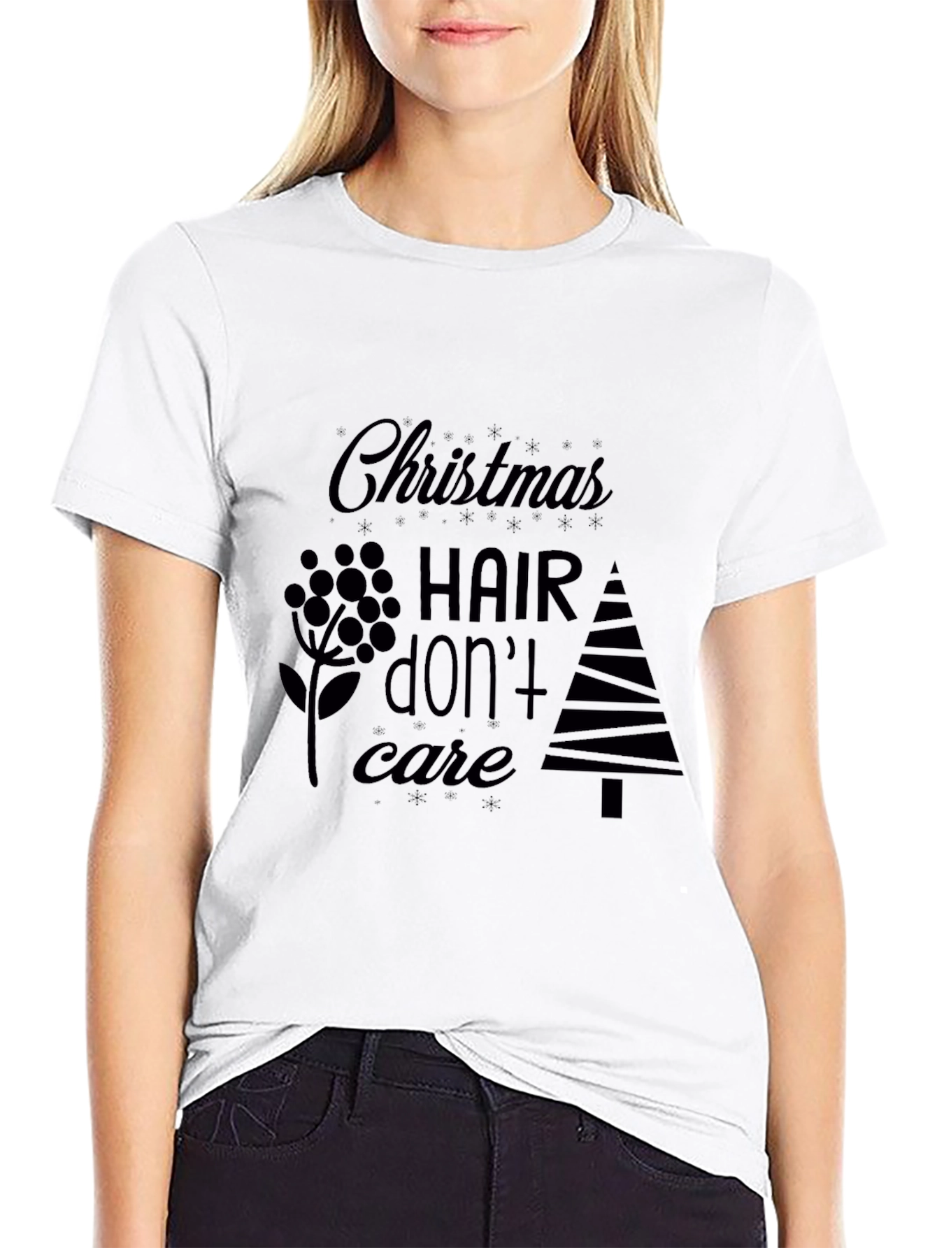 Christmas Hair Dont Care Black T-Shirt