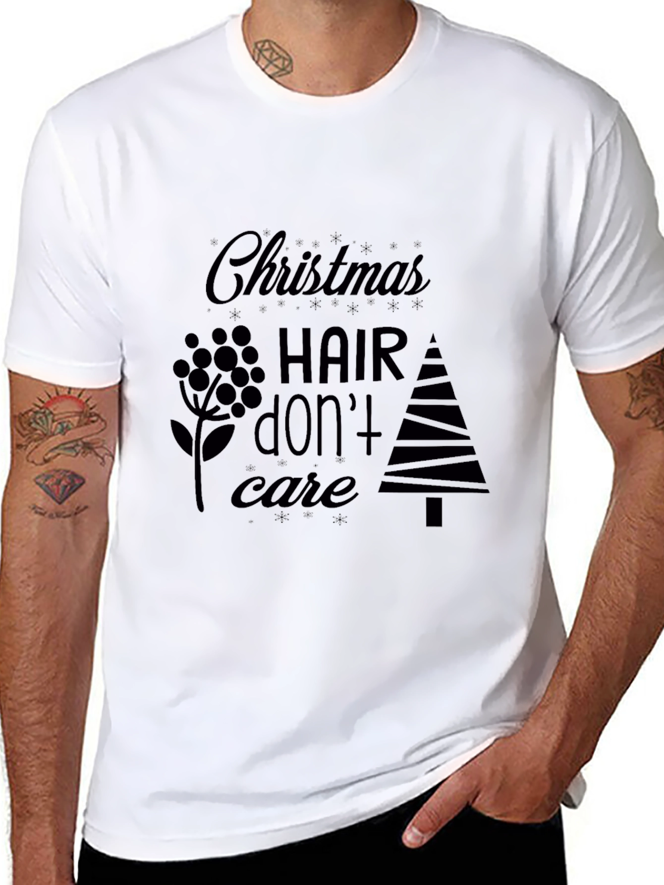 Christmas Hair Dont Care Black T-Shirt
