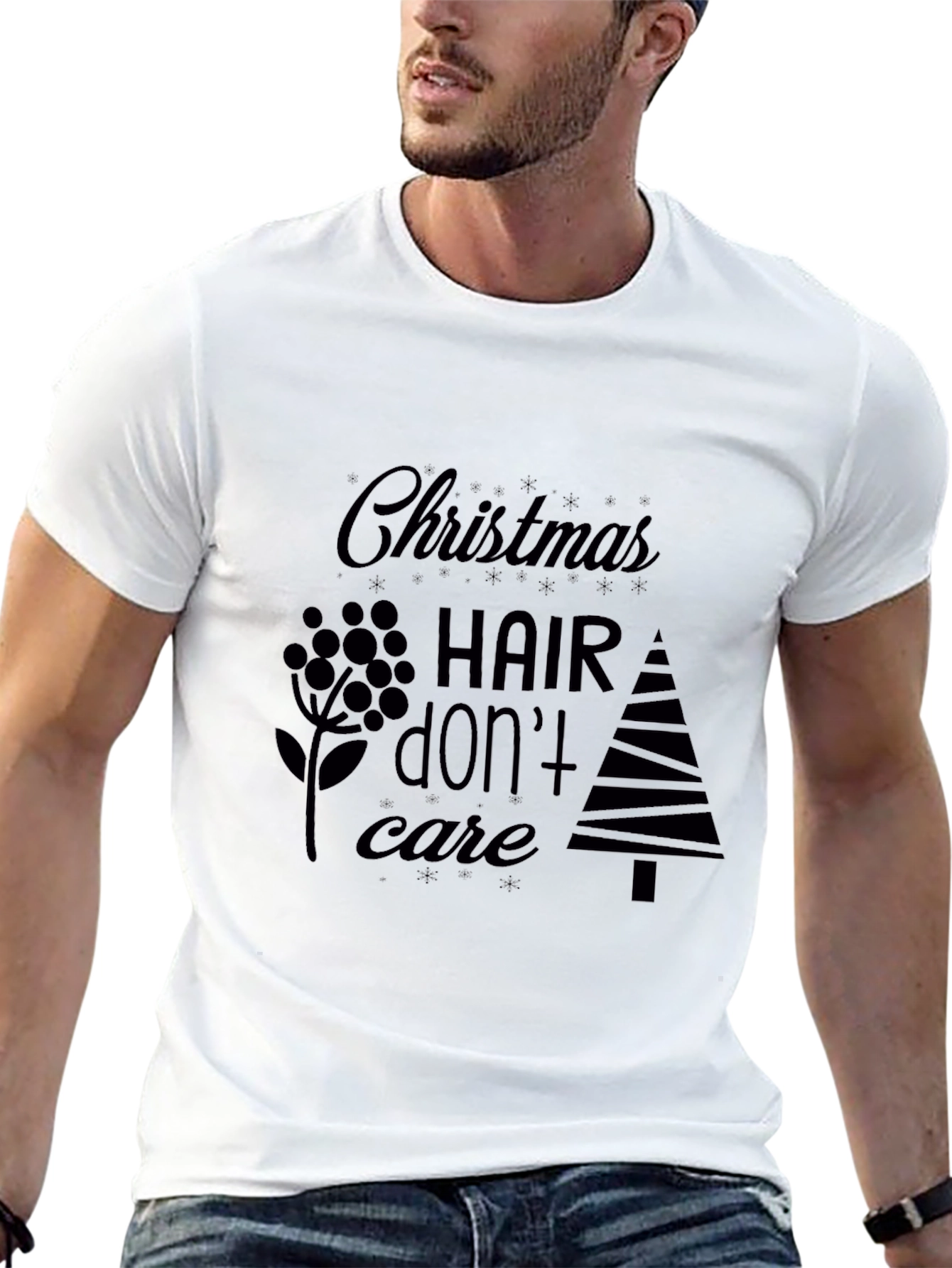 Christmas Hair Dont Care Black T-Shirt