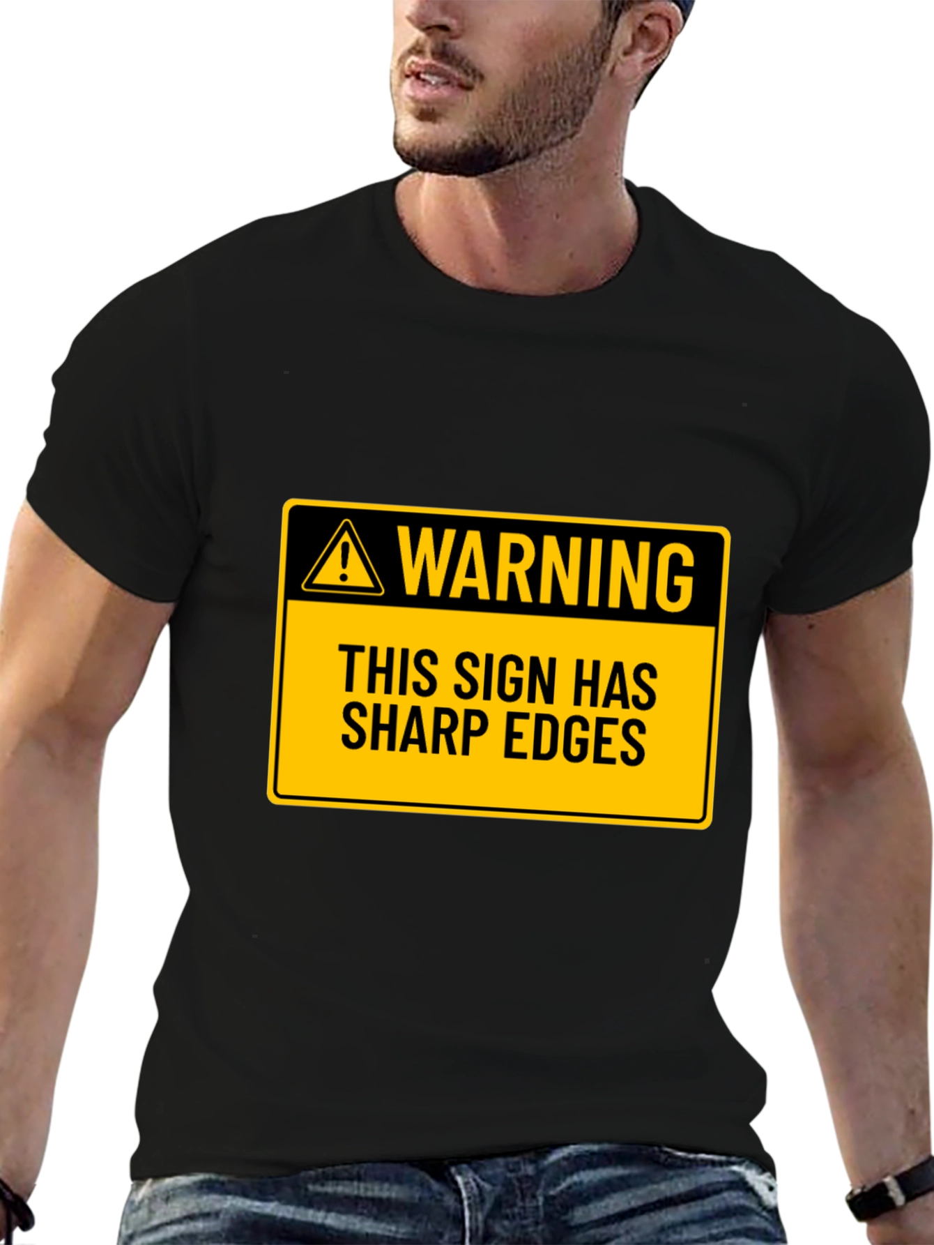 Warning Sharp Edges Novelty Graphic Tee