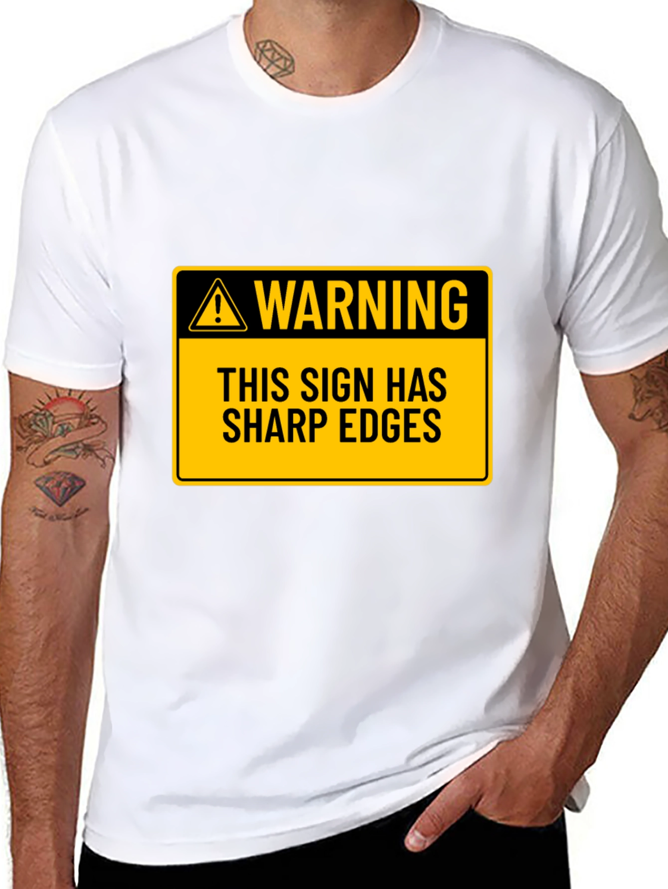 Warning Sharp Edges Novelty Graphic Tee