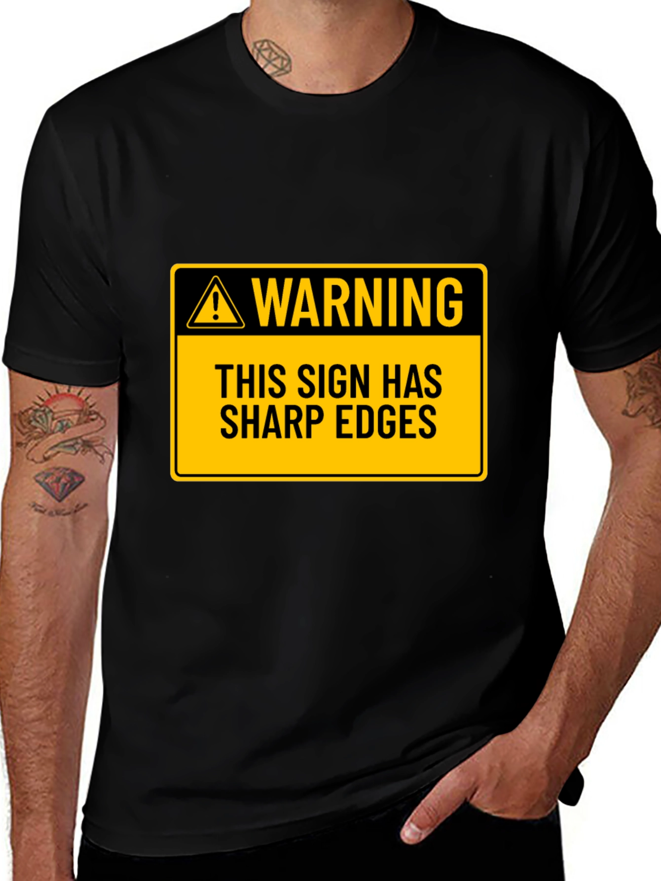 Warning Sharp Edges Novelty Graphic Tee