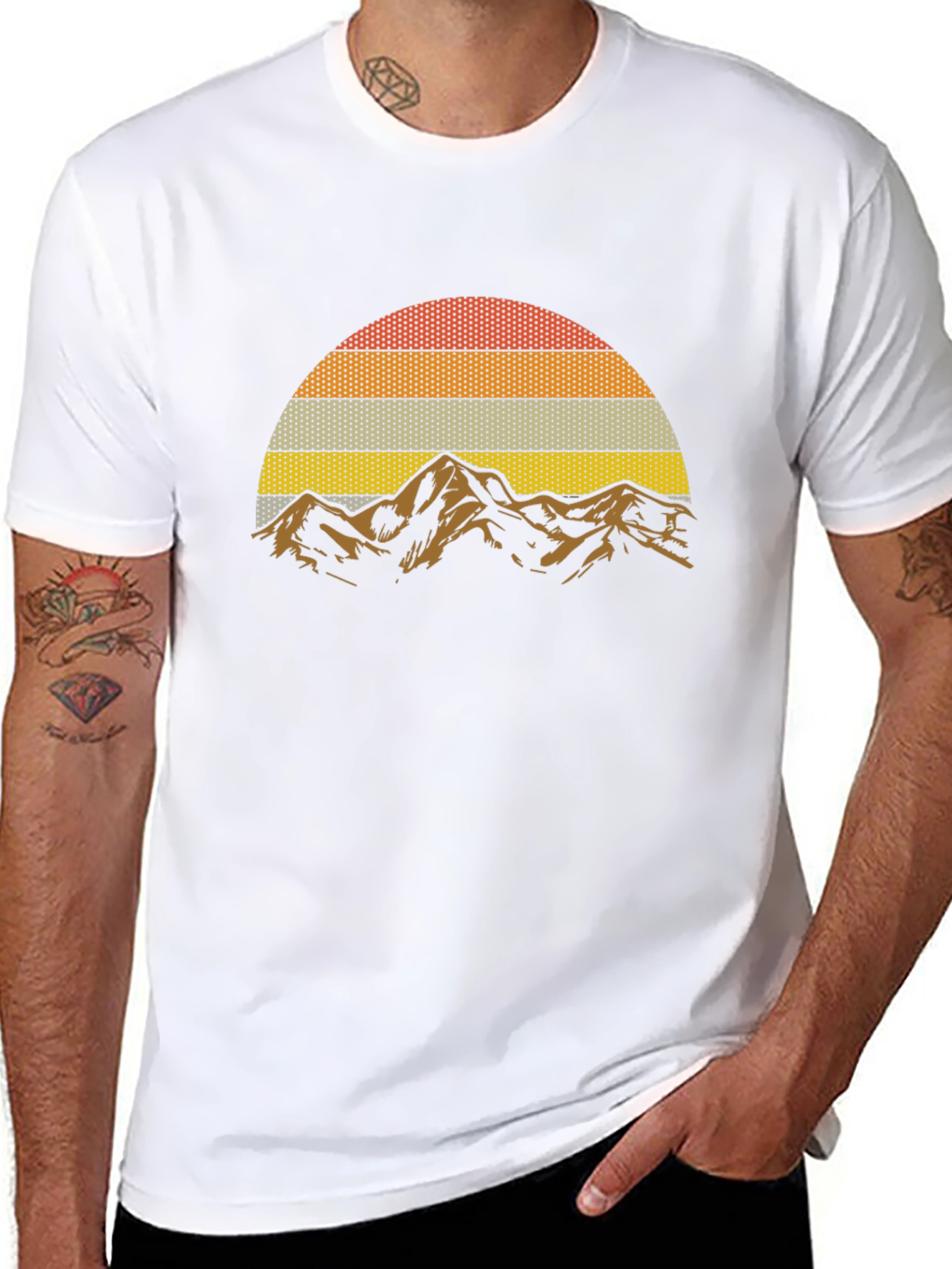 Retro Mountain Sunset Graphic T-Shirt