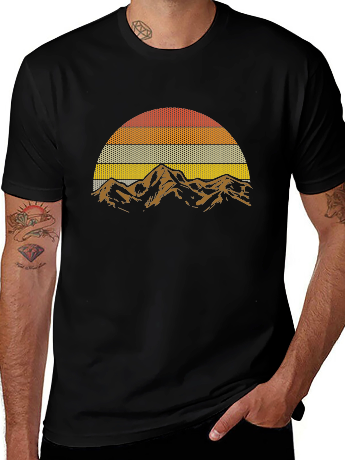 Retro Mountain Sunset Graphic T-Shirt