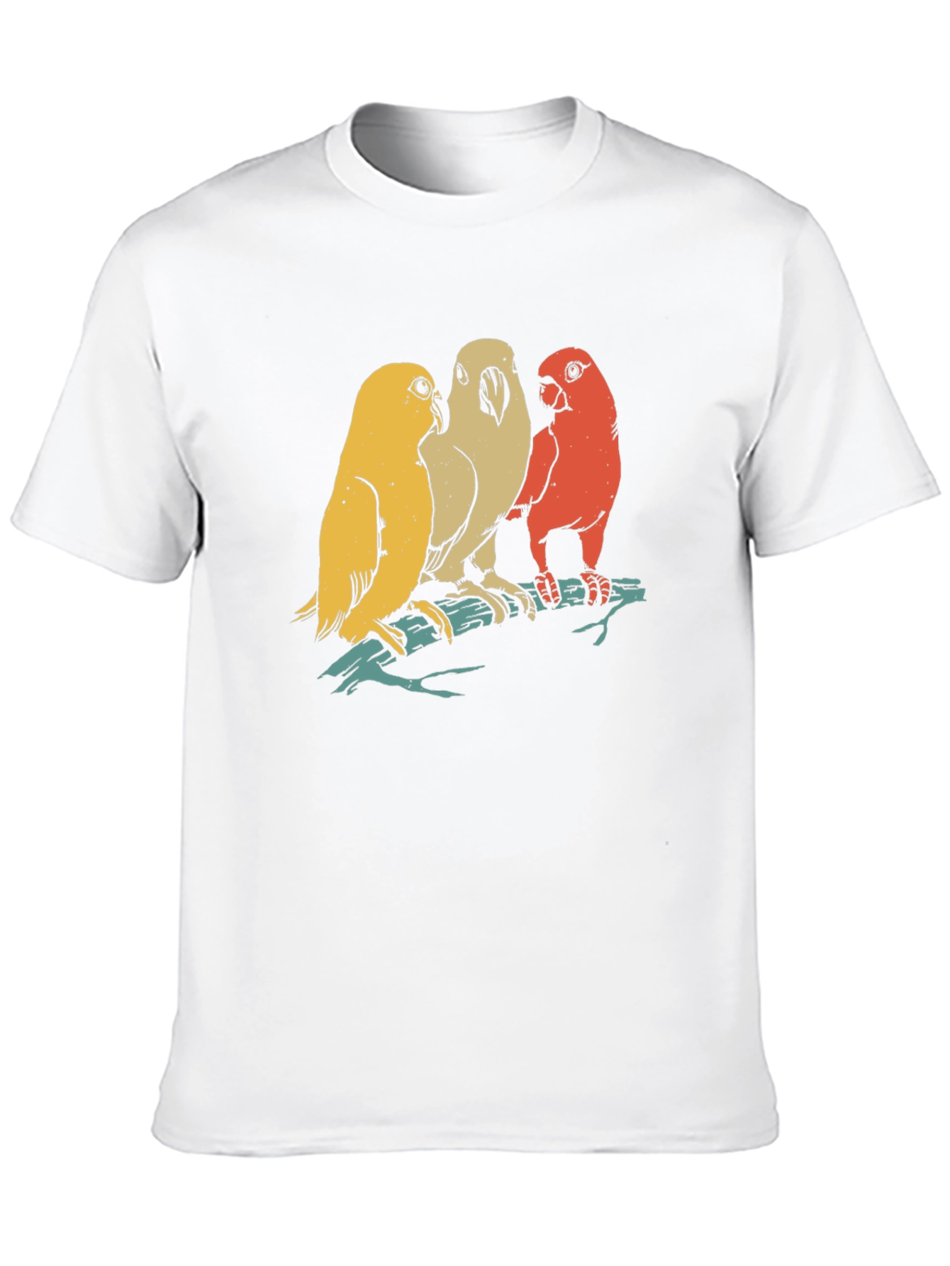 Retro Bird Trio Graphic Tee - Casual Black T-Shirt