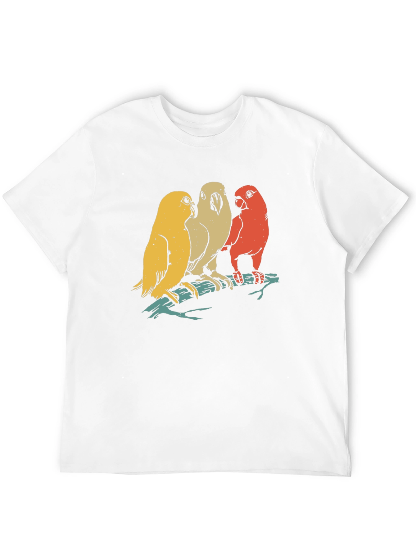 Retro Bird Trio Graphic Tee - Casual Black T-Shirt