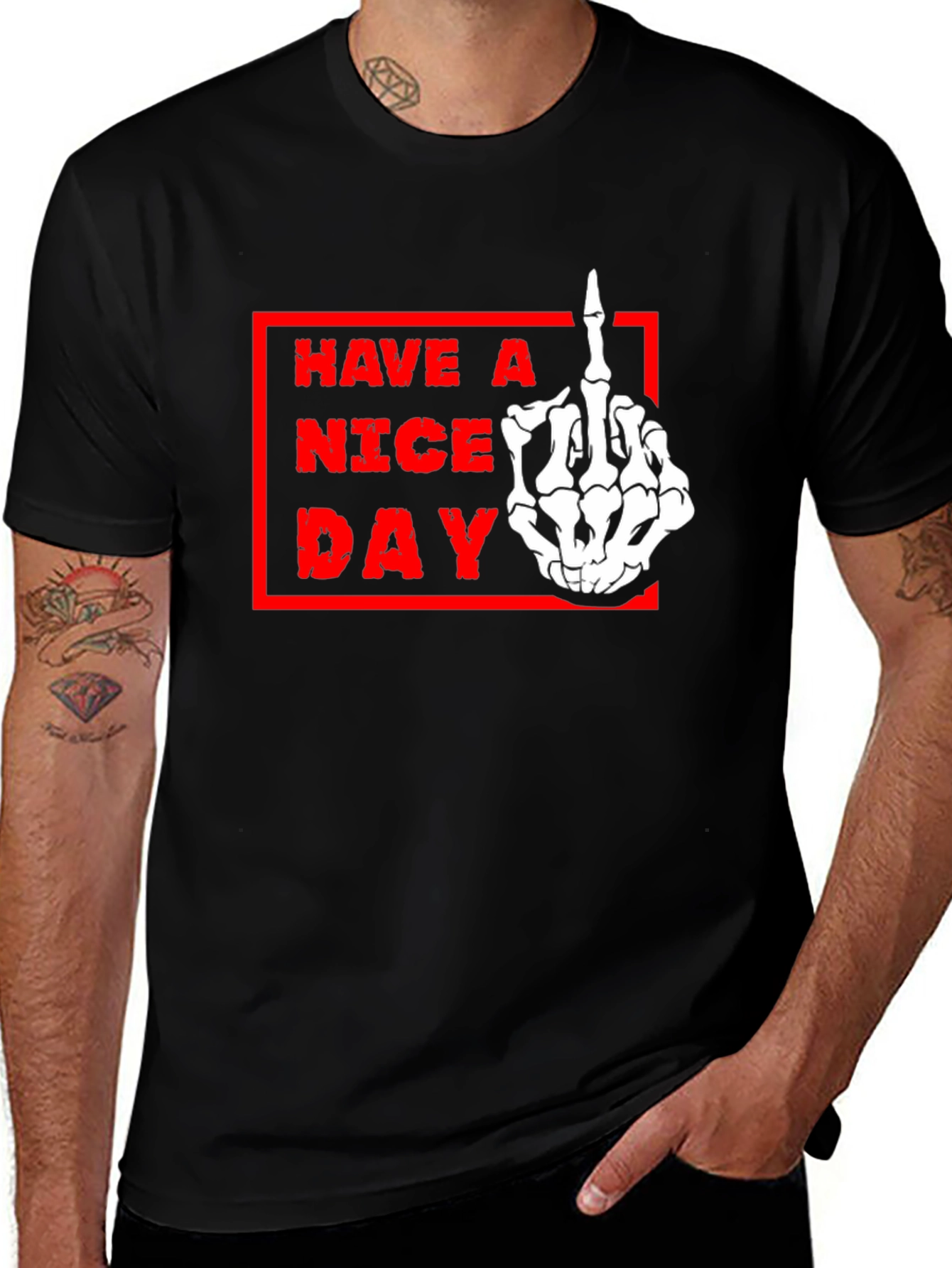 Have A Nice Day Skeleton Hand T-Shirt