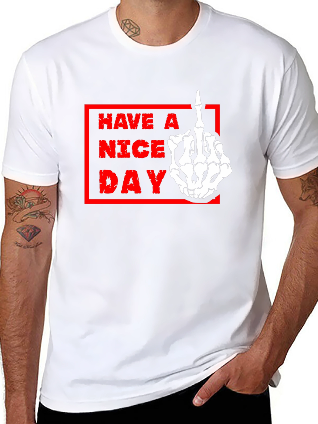 Have A Nice Day Skeleton Hand T-Shirt