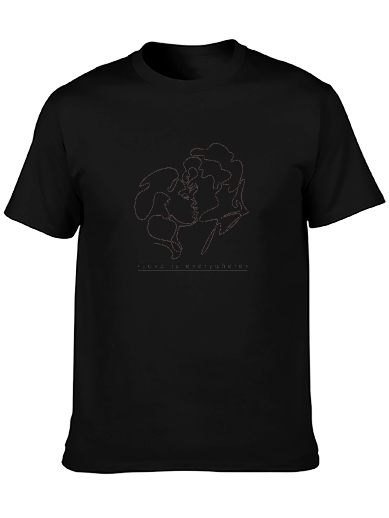 Minimalist Kissing Line Art Black T-Shirt