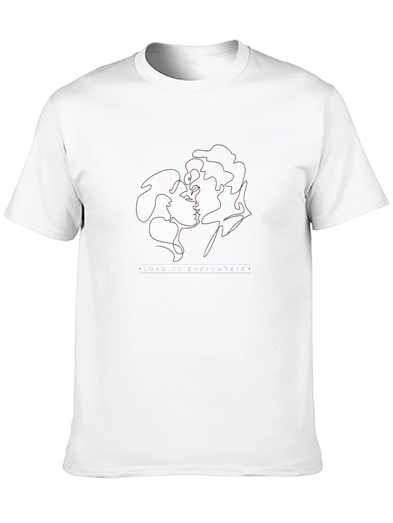 Minimalist Kissing Line Art Black T-Shirt