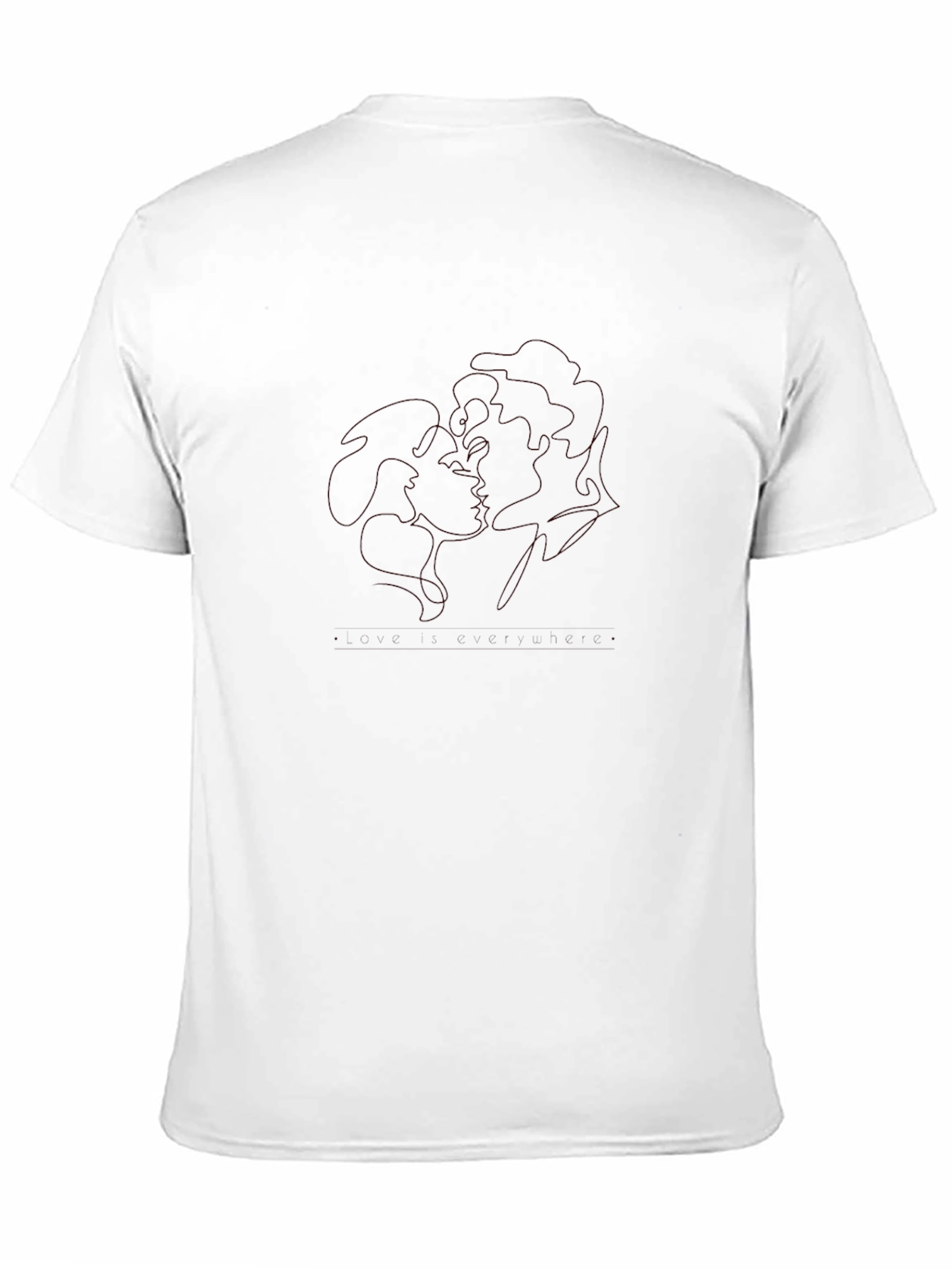 Minimalist Kissing Line Art Black T-Shirt