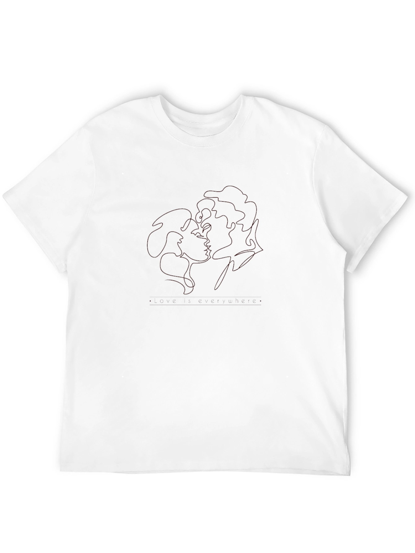 Minimalist Kissing Line Art Black T-Shirt
